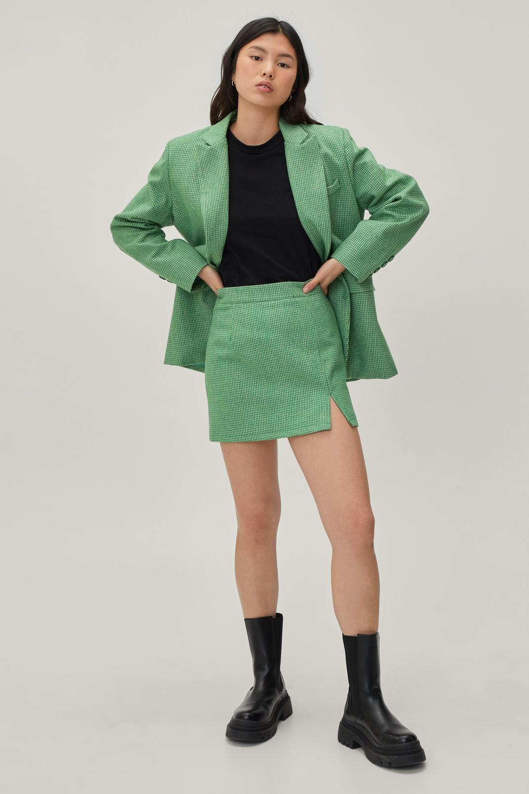 Green Wool Check Tailored Oversized Blazer image number 1