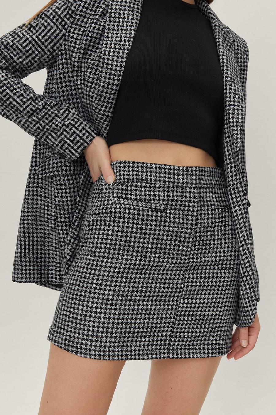 Micro Check Print Tailored Mini Skirt