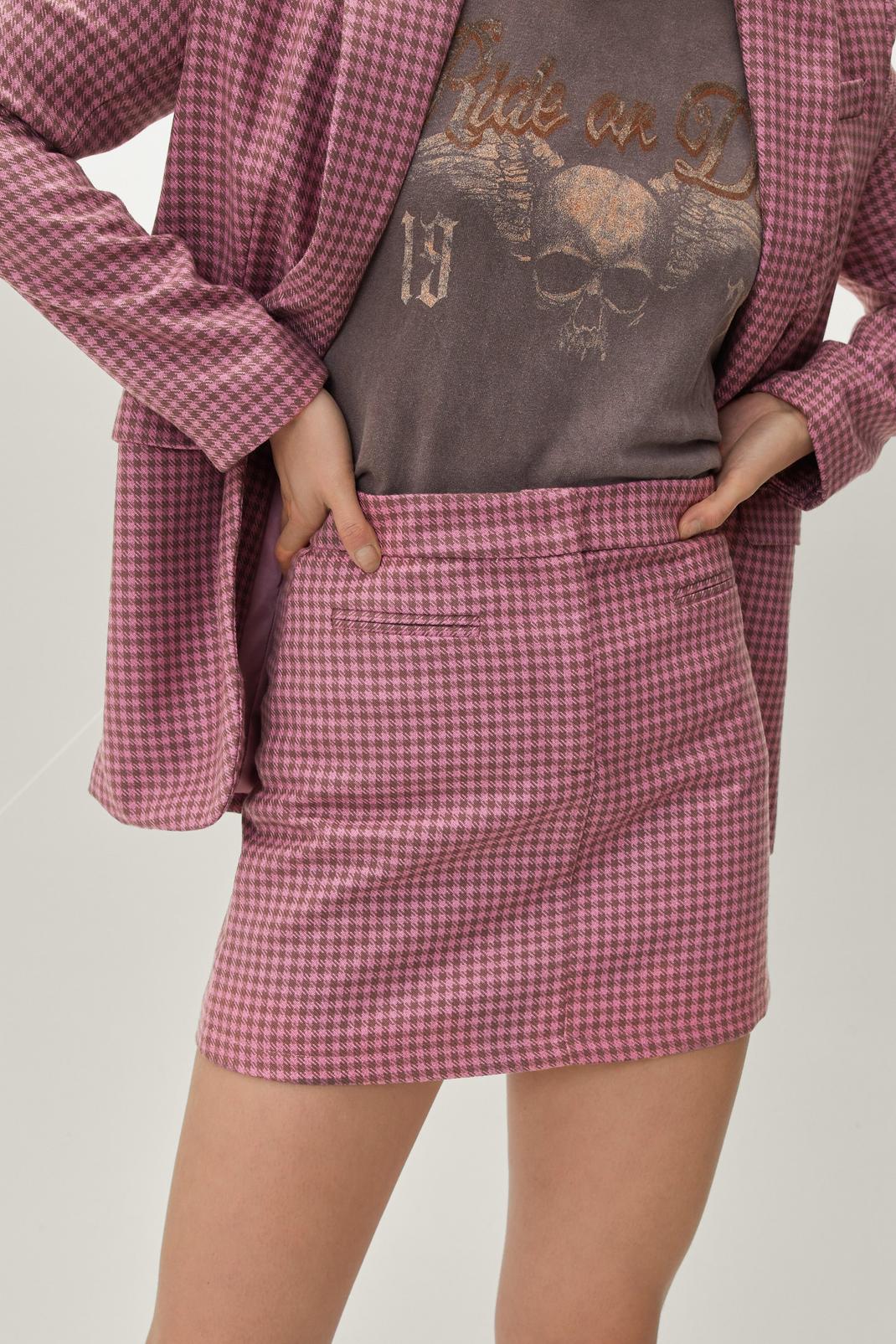 Micro Check Print Tailored Mini Skirt image number 1