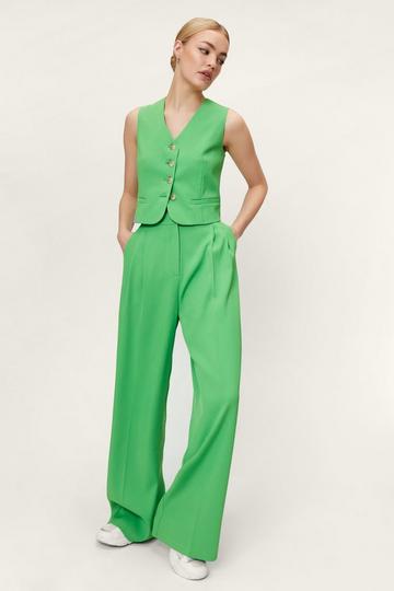 Green Tailored High Waisted Wide Leg Pants