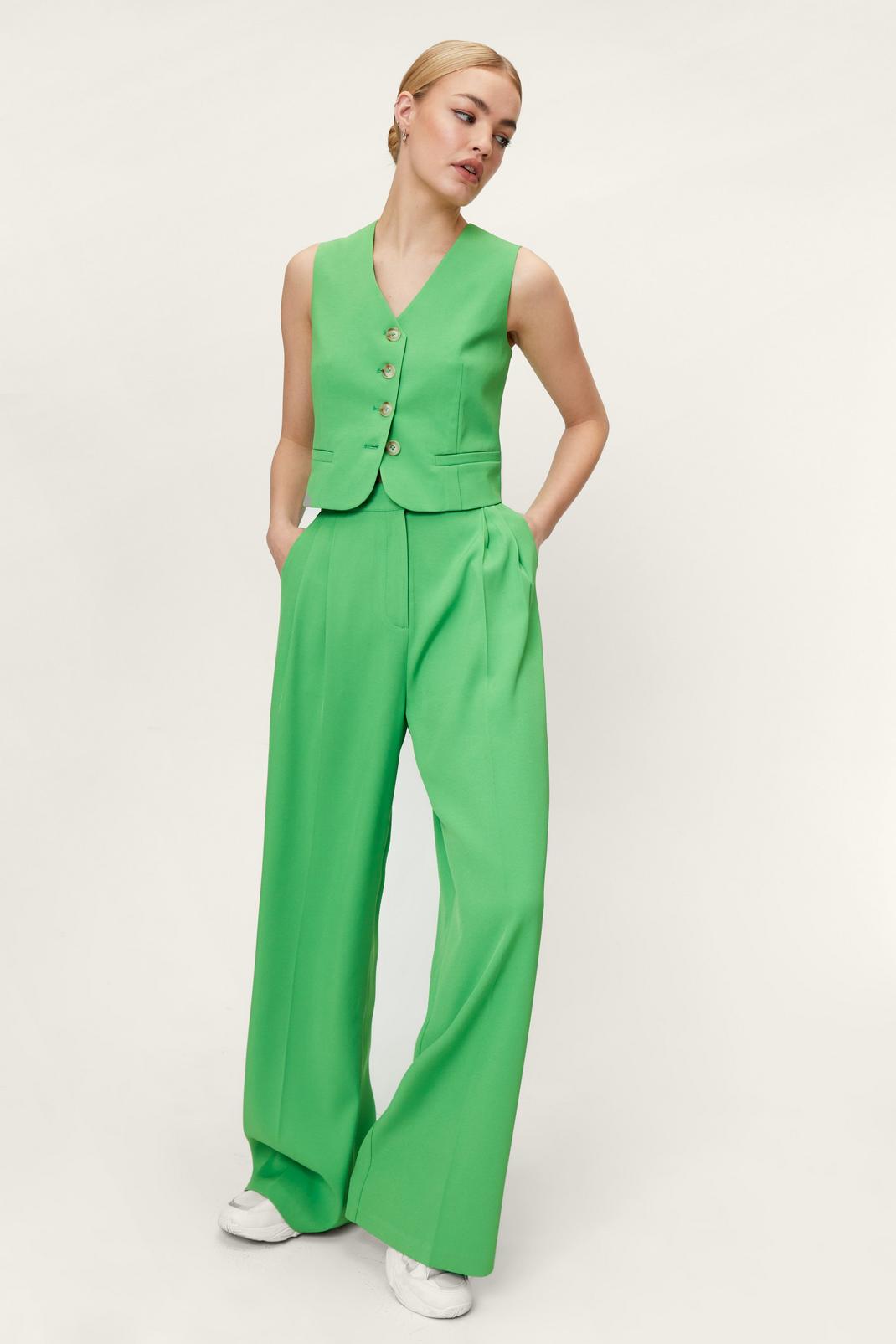 Green Tailored High Waisted Wide Leg Pants image number 1