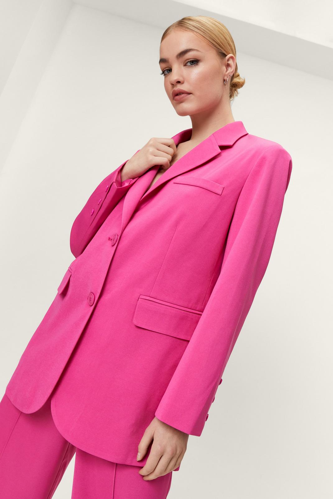 Hot pink Oversized Twill Single Breasted Blazer image number 1