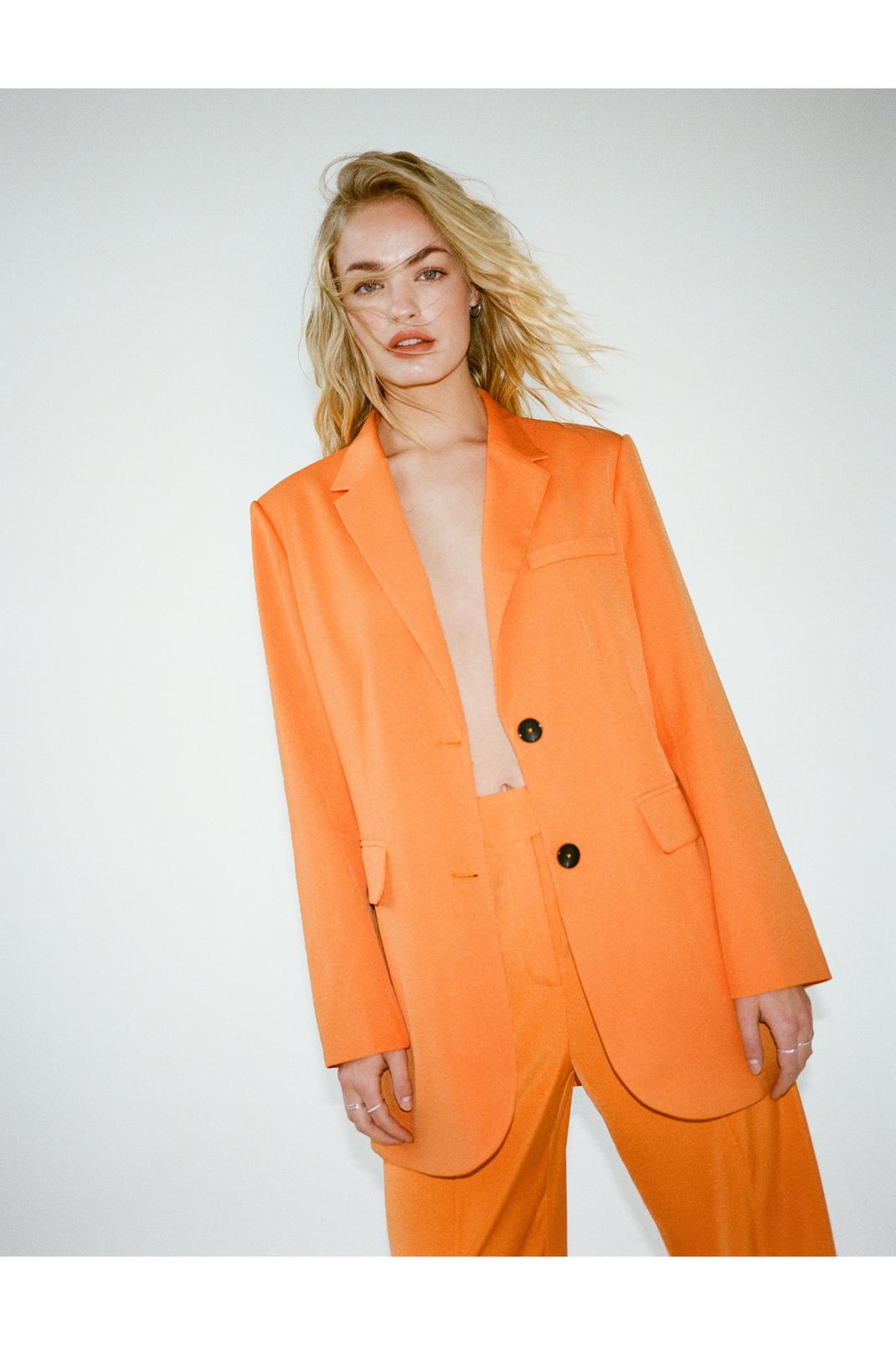 Orange Oversized Twill Single Breasted Blazer image number 1