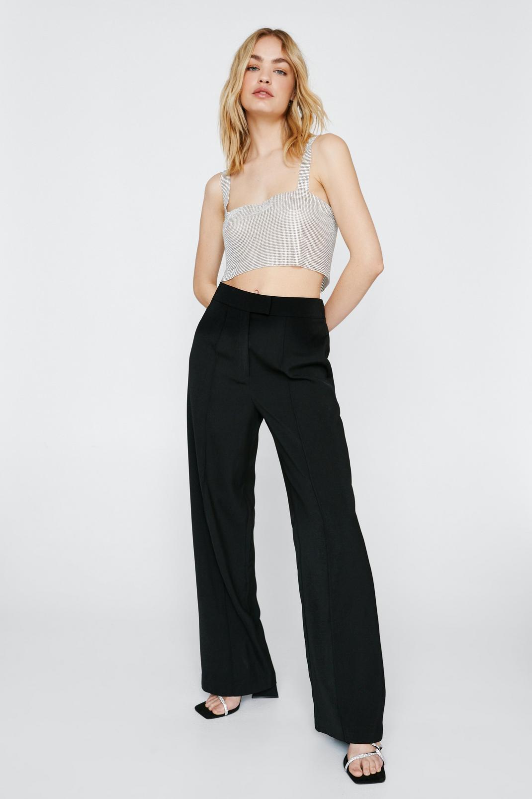 Twill Tailored Wide Leg Dart Detail Trousers image number 1