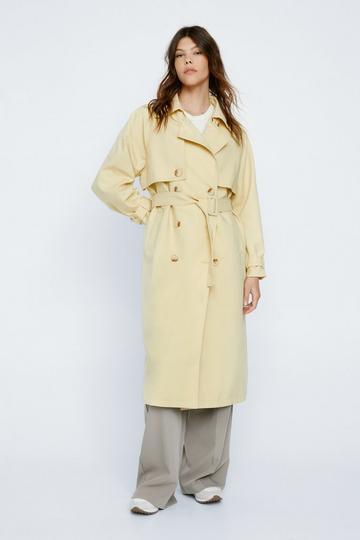 Twill Double Breasted Trench Coat lemon