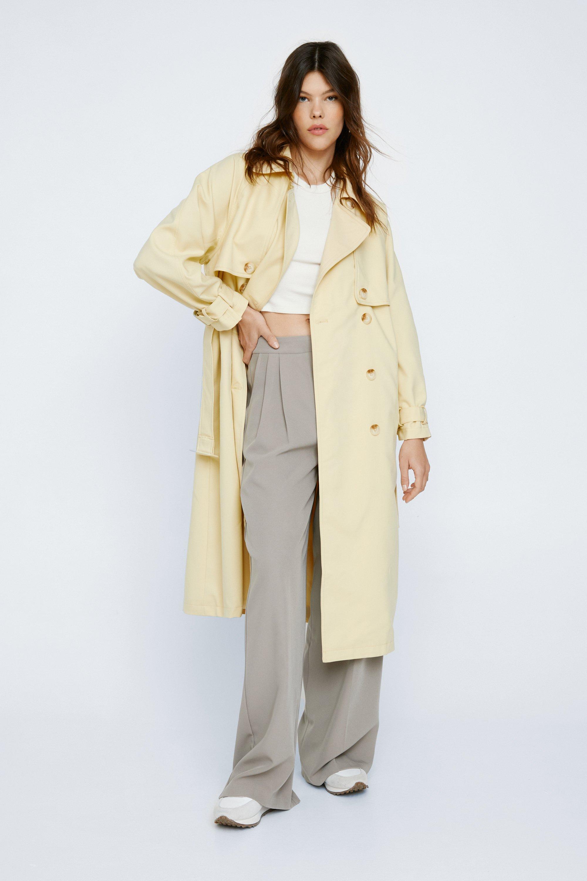 Nasty Gal Womens Twill Double Breasted Trench Coat - Lemon