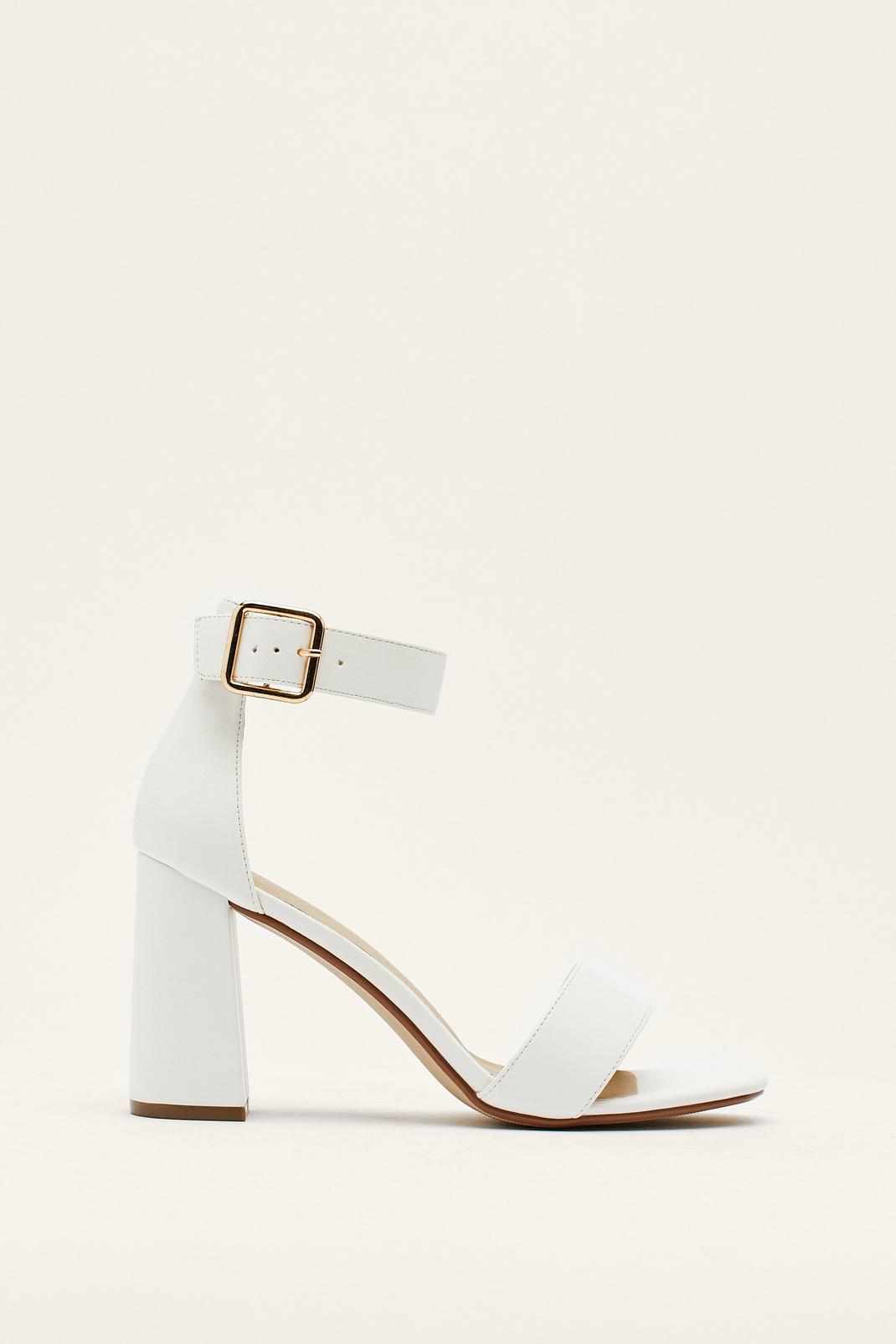 White 2 Part Block Heels In Faux Leather image number 1