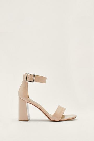 2 Part Block Faux Leather Heels nude