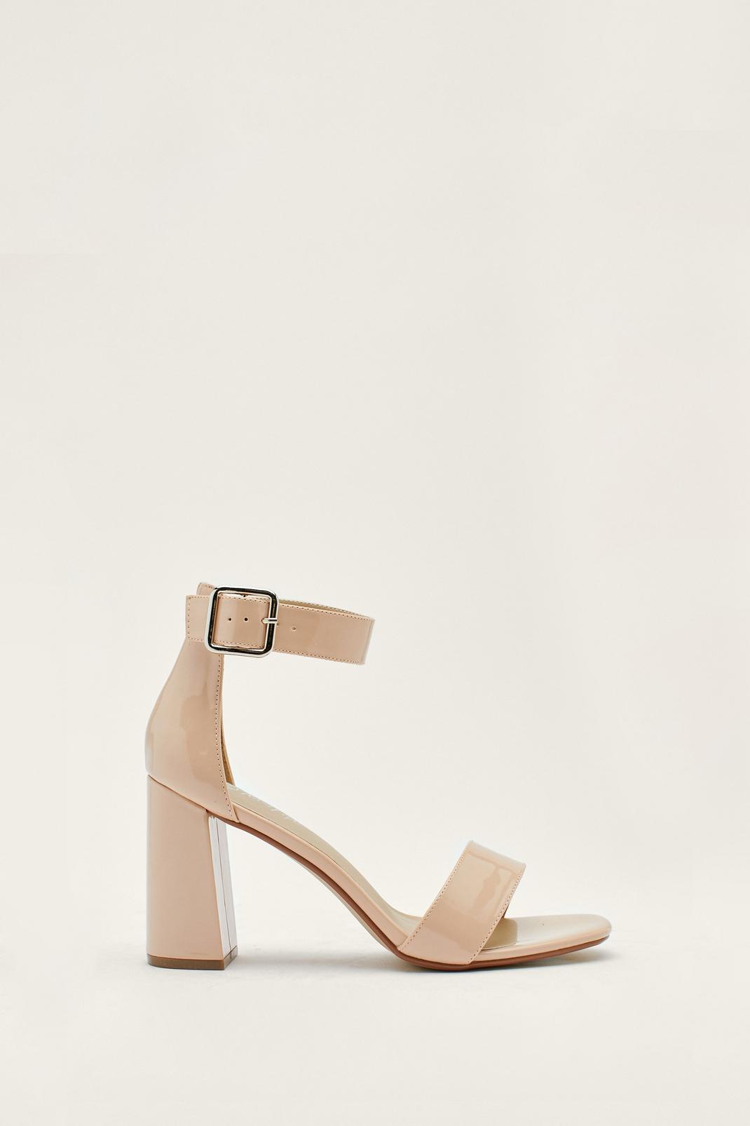 Nude 2 Part Block Faux Leather Heels image number 1
