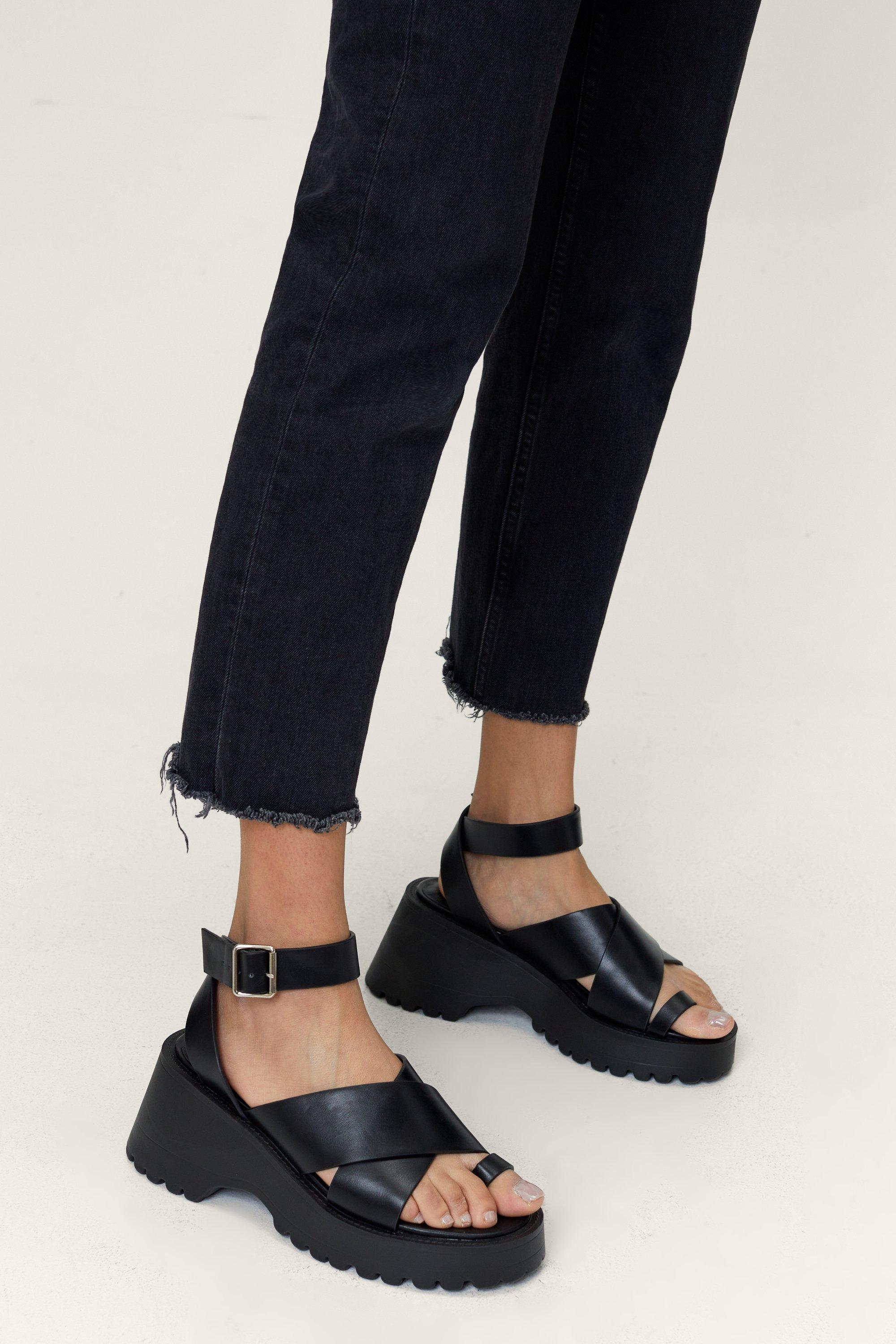 ASOS DESIGN two strap chunky sandals in faux leather