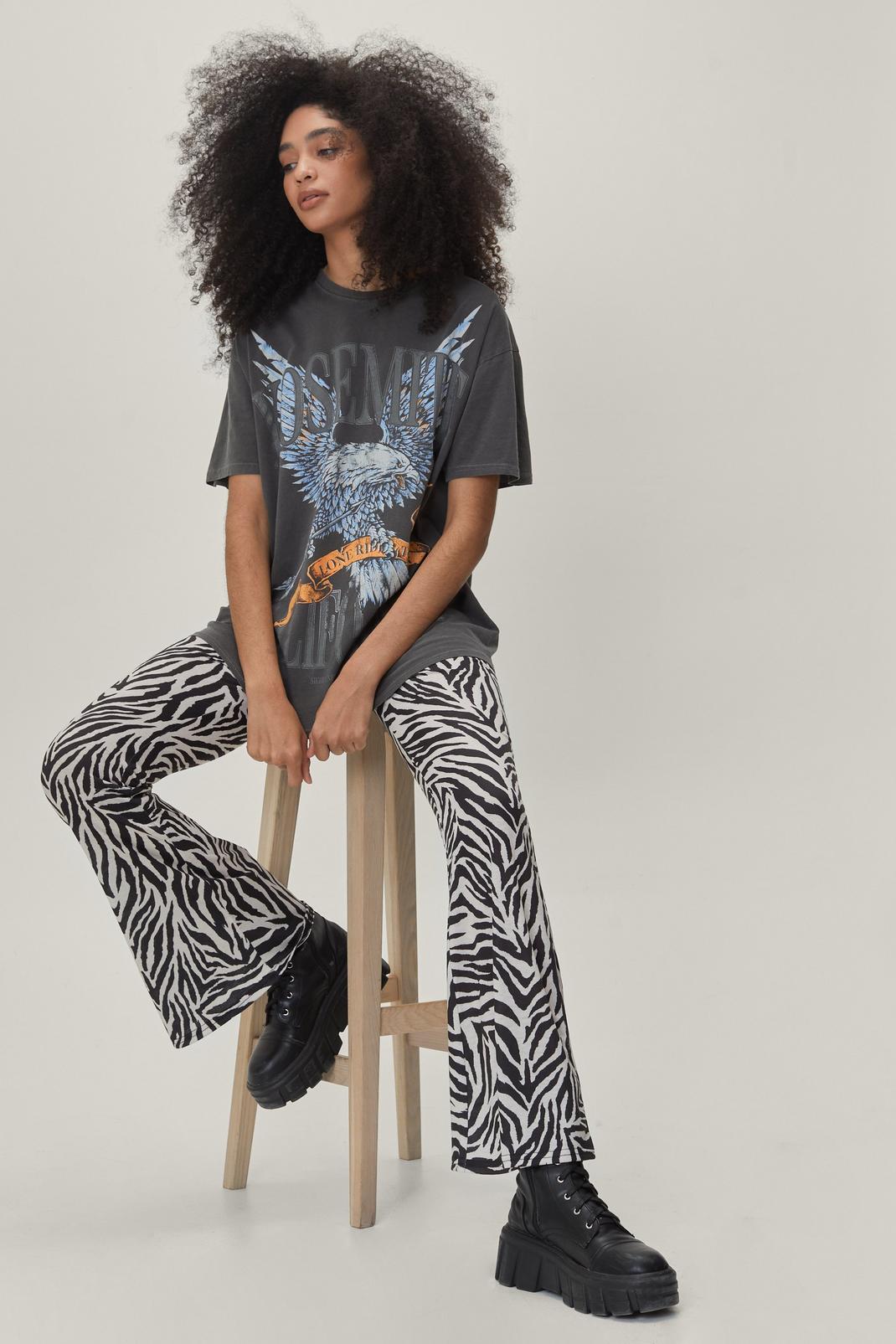 Zebra Print Flare Trousers image number 1