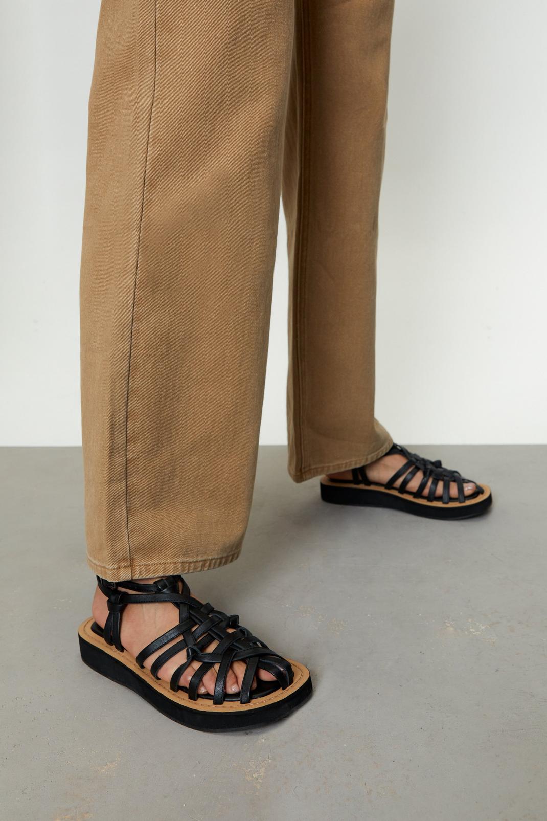 105 Leather Cagey Strappy Flatform Sandals  image number 2