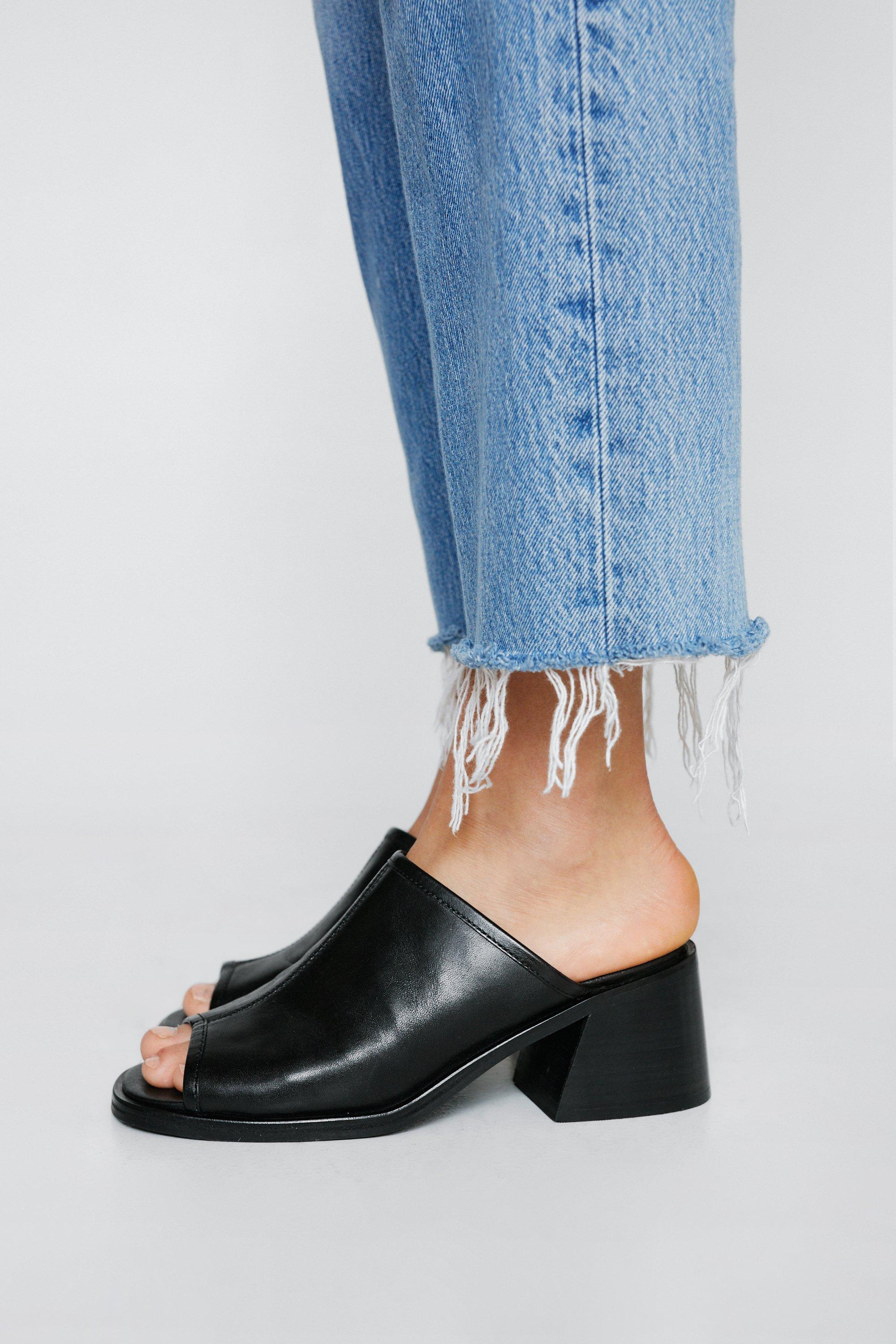 Leather block heel on sale mules