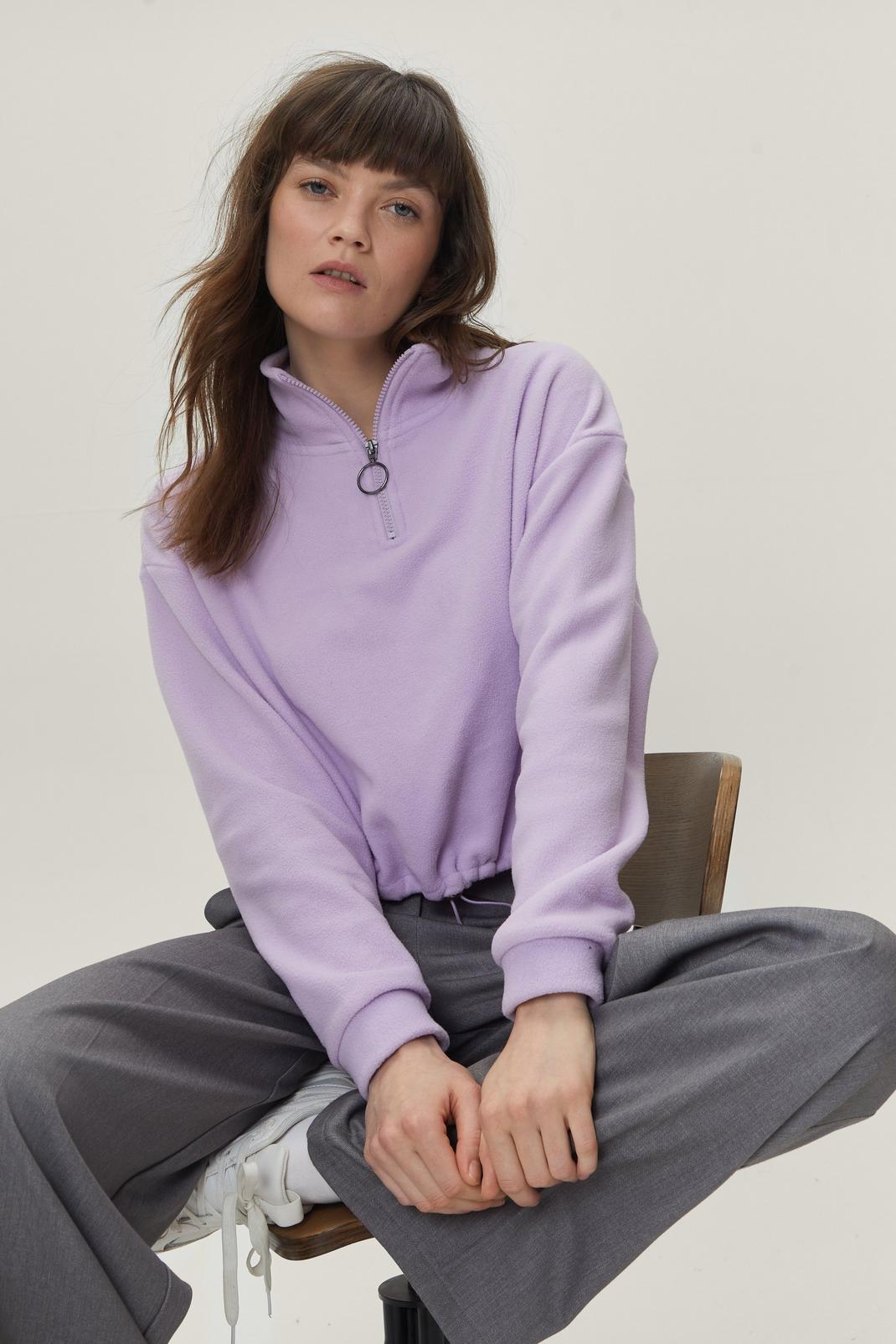 Lilac Half Zip Long Sleeve Sweatshirt image number 1