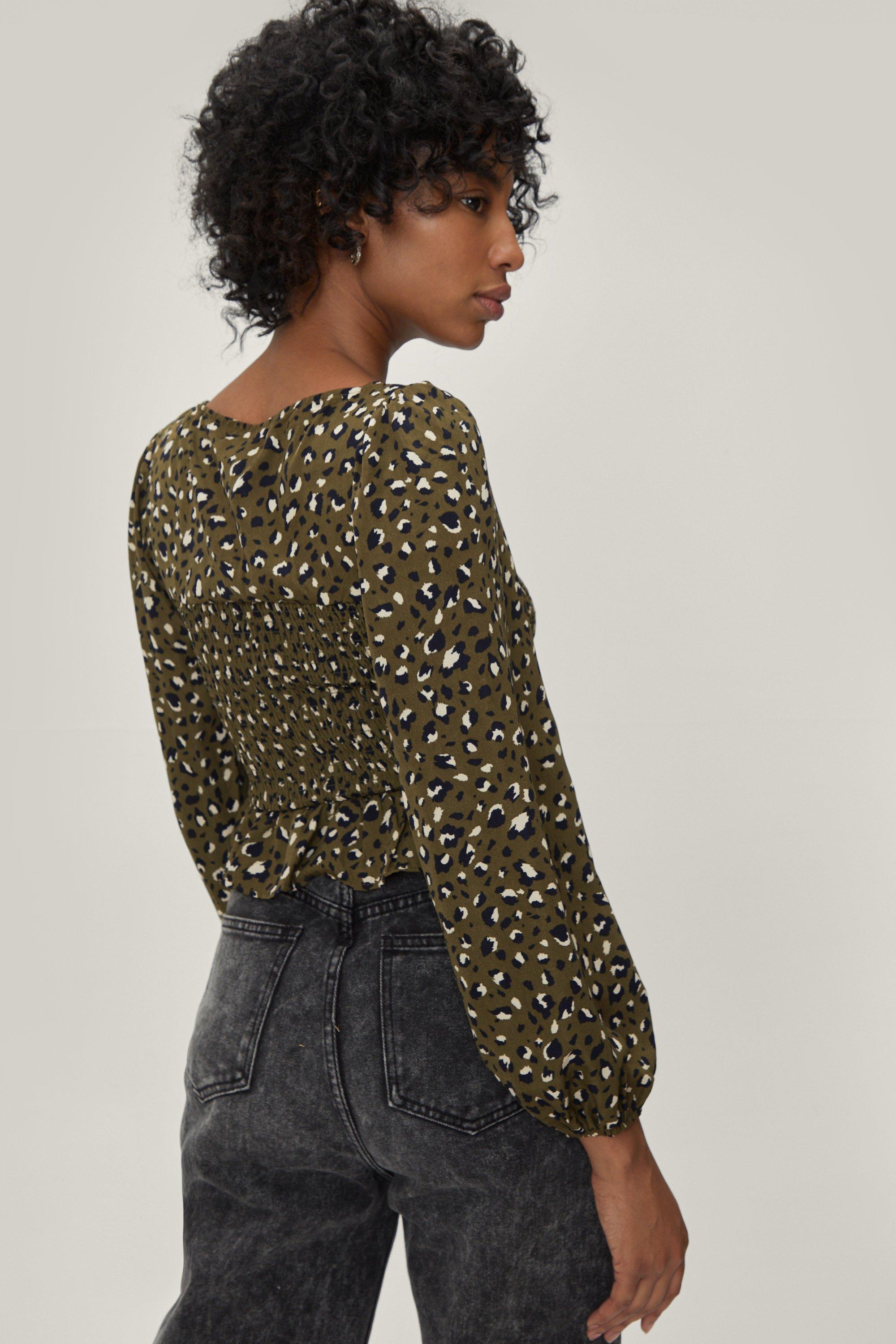 Animal print discount puff sleeve top