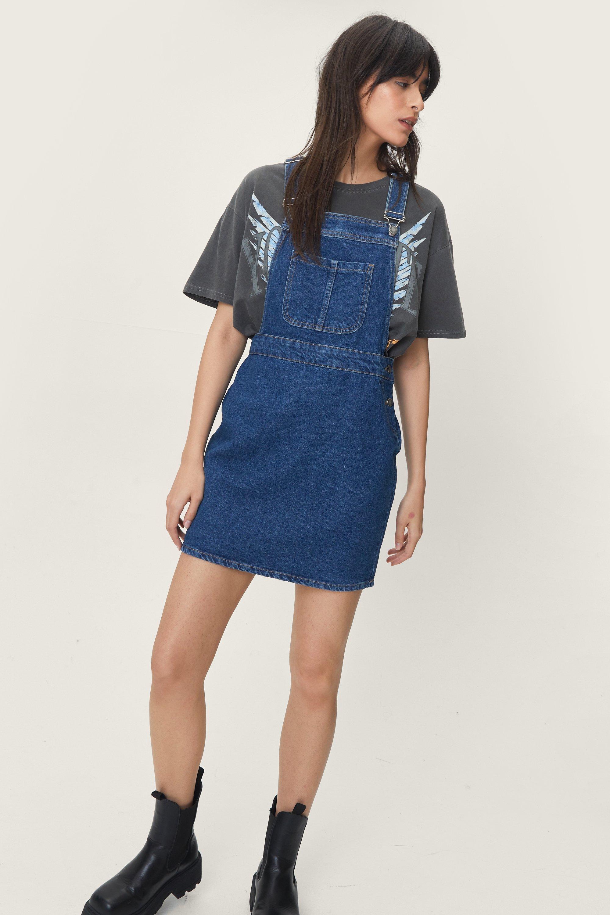 denim overall mini dress