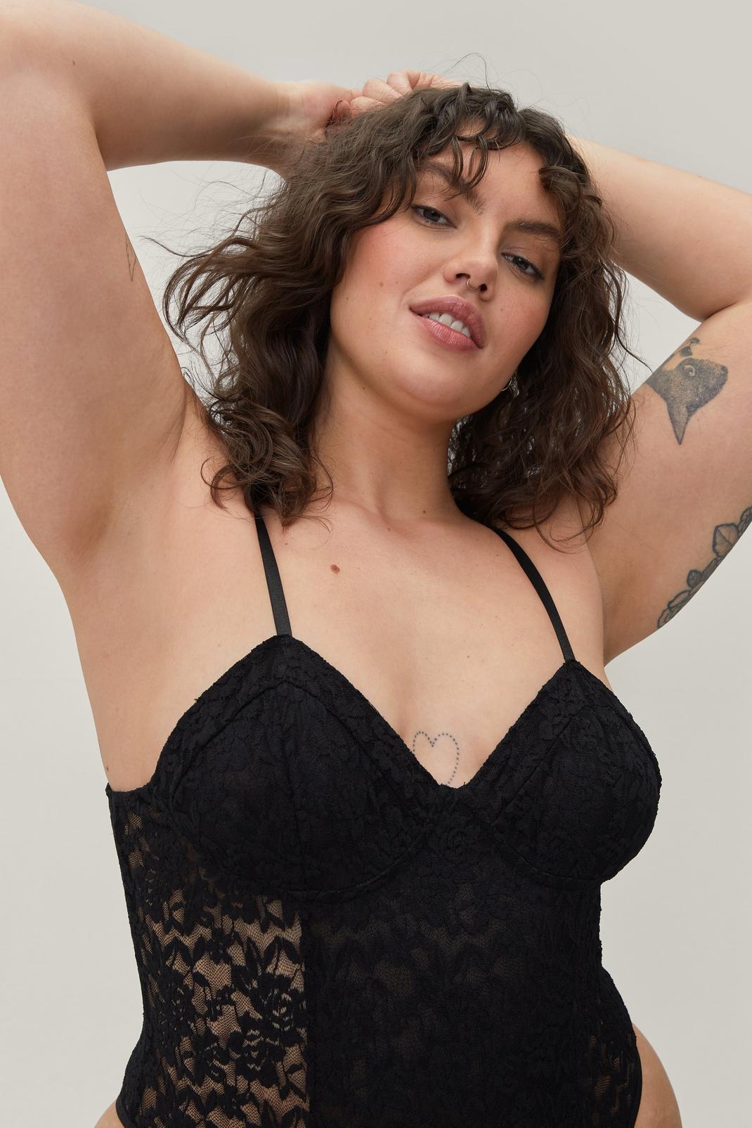 All Lace Padded Plus Size Underwire Bodysuit