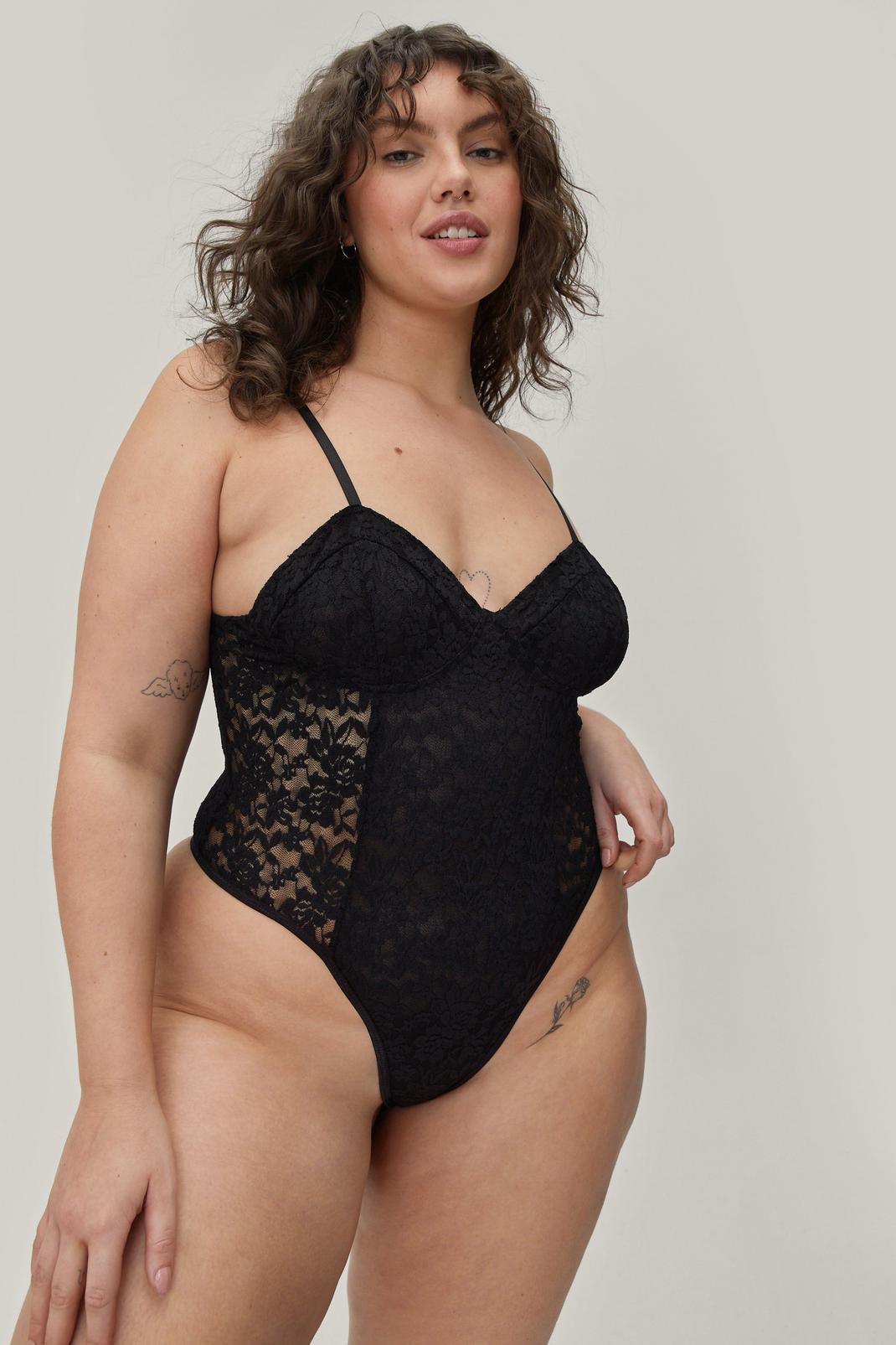 105 Plus Size Lace Underwired Lingerie Bodysuit image number 2