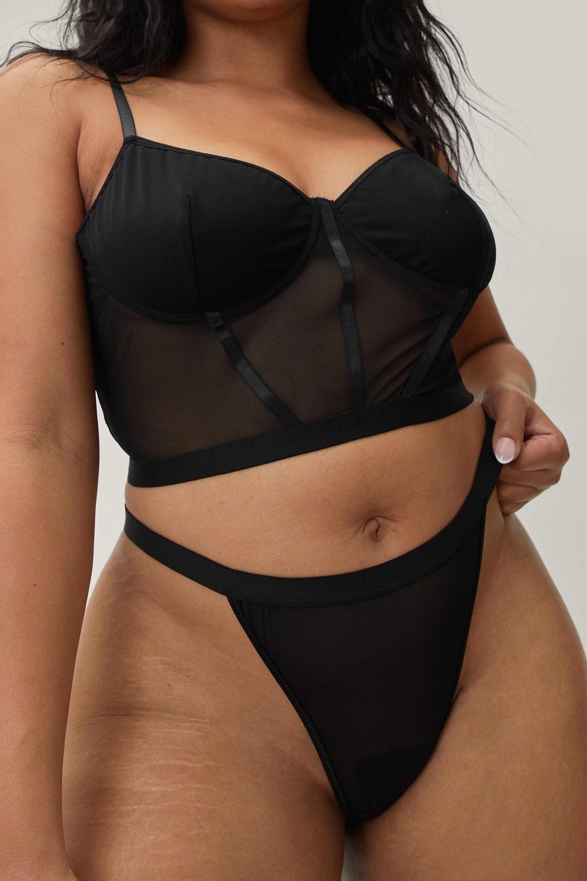 Plus Size Underwired Bralette and High Leg Knickers Lingerie Set