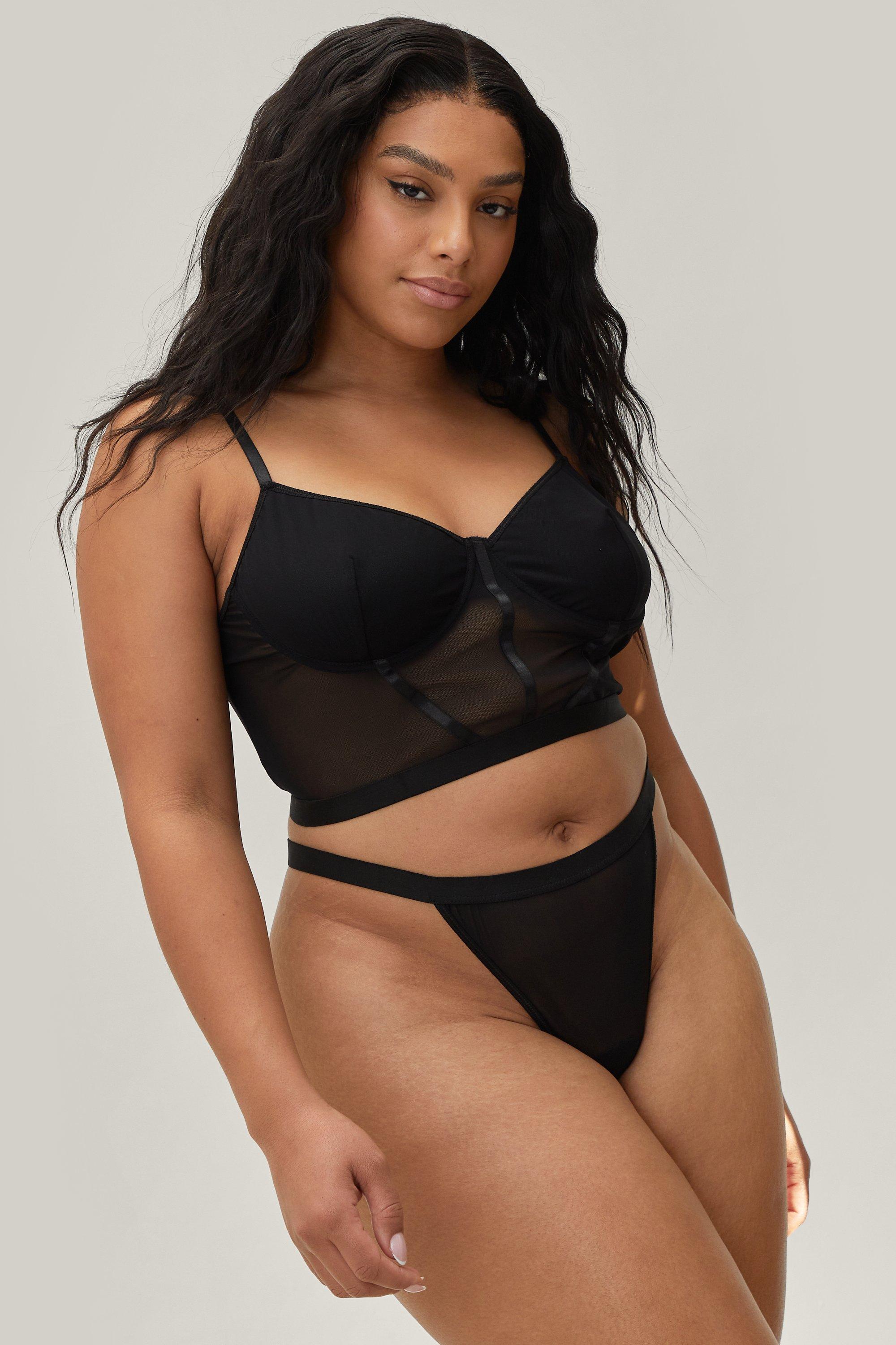 Plus Size Underwired Bralette and High Leg Knickers Lingerie Set