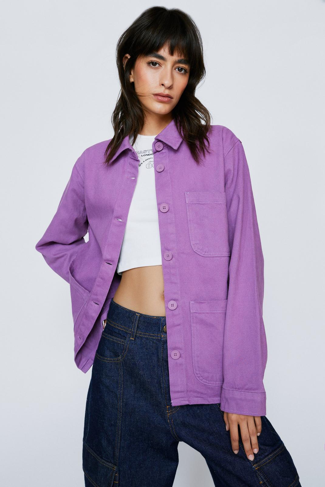 Lilac Utility Pocket Button Down Shacket image number 1