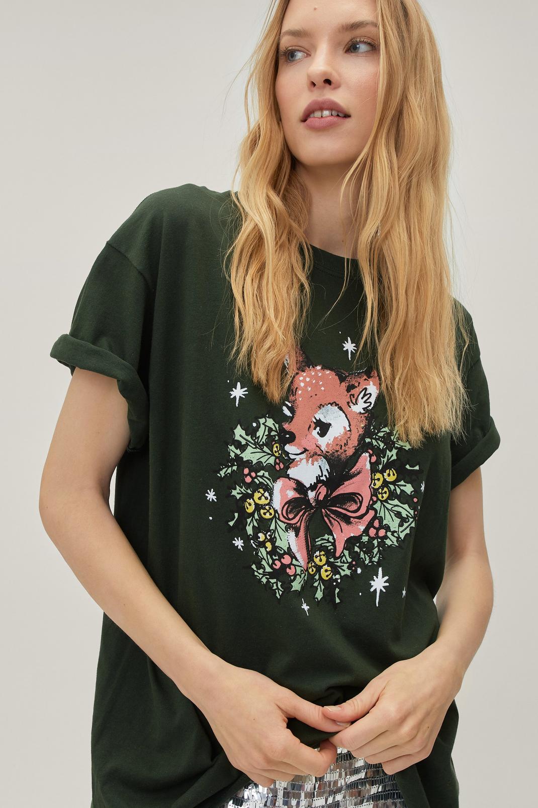 130 Festive Holiday Deer Graphic T-Shirt image number 2