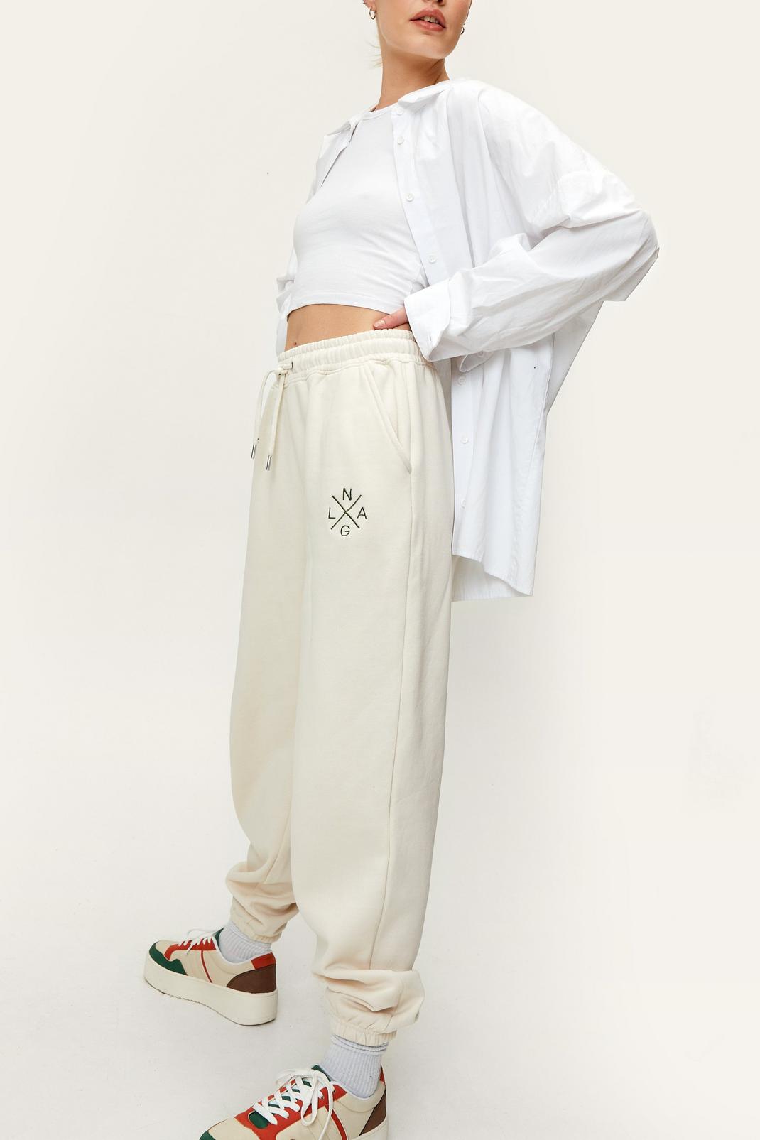 124 Recycled Slouchy Embroidered Drawstring Waist Sweatpants image number 2