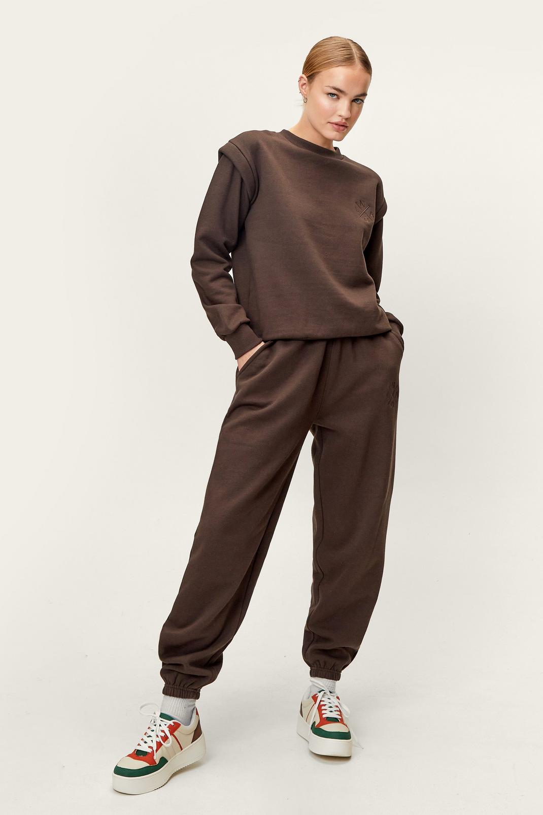 Chocolate Recycled Relaxed Fit Joggers image number 1