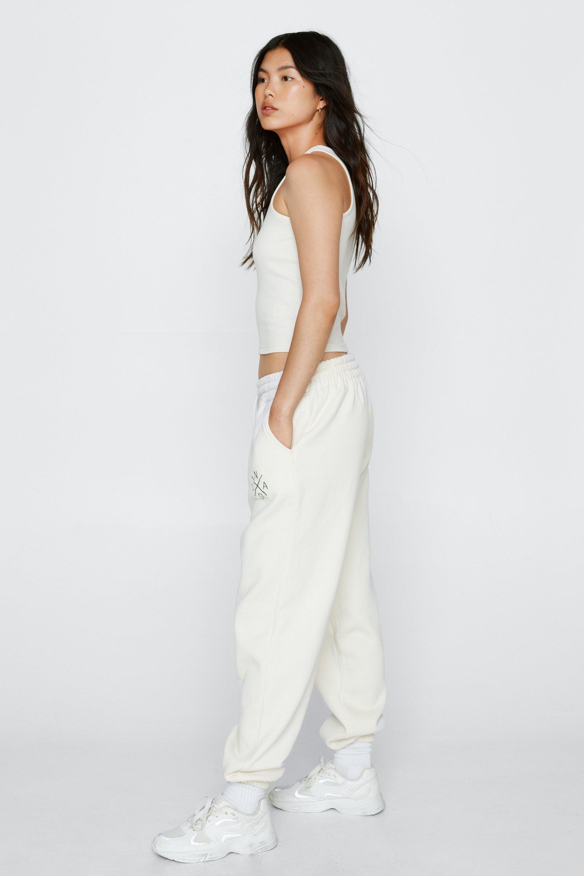 Nasty gal white discount joggers