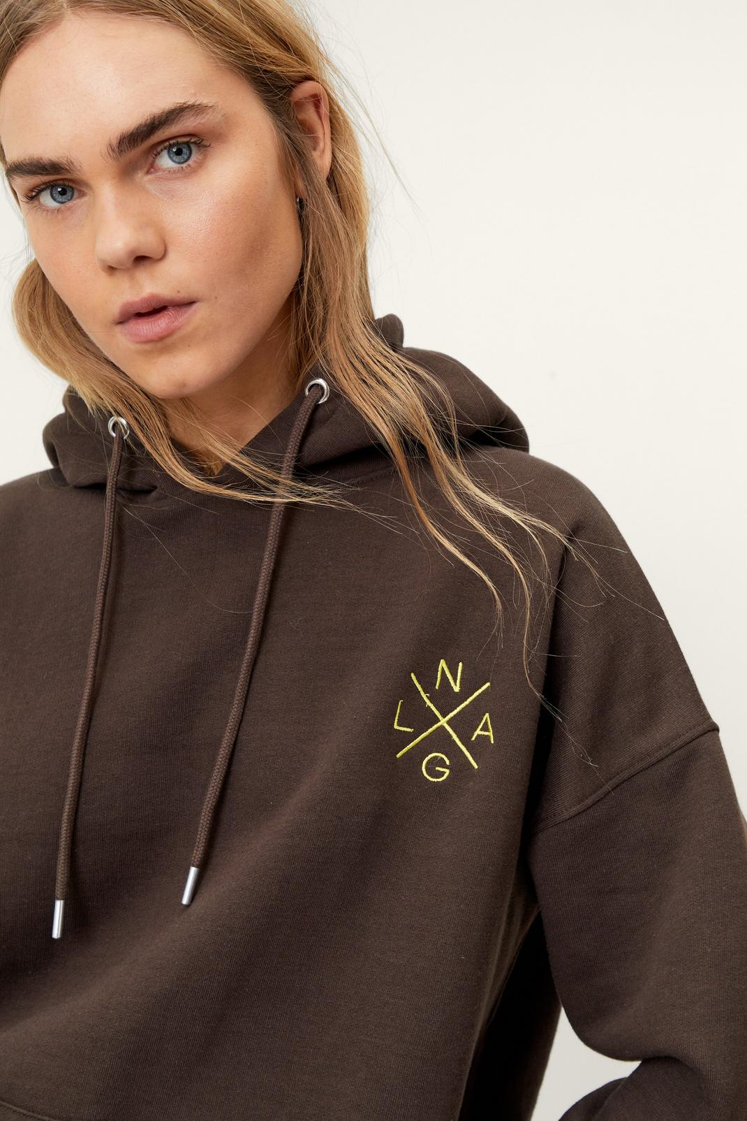Chocolate Oversized Embroidered Hoodie image number 1
