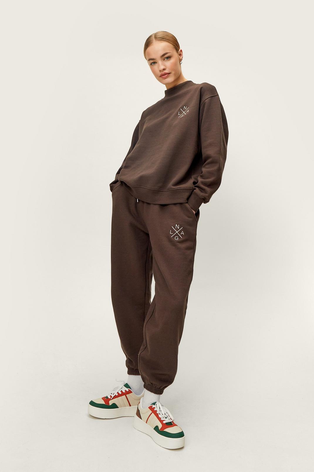 Chocolate Petite Relaxed Fit Joggers  image number 1