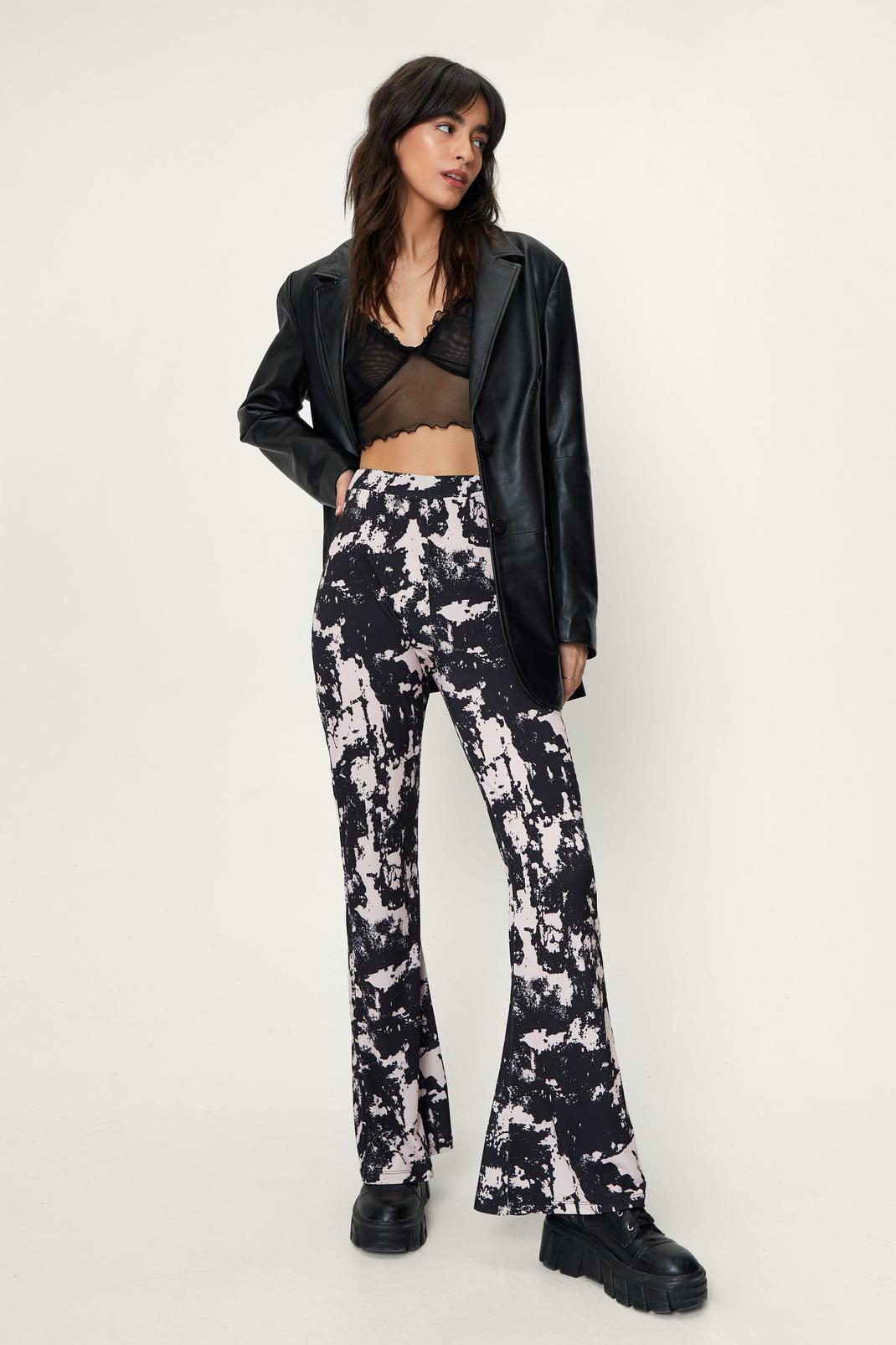 Tie Dye Print High Waisted Flared Pants image number 1