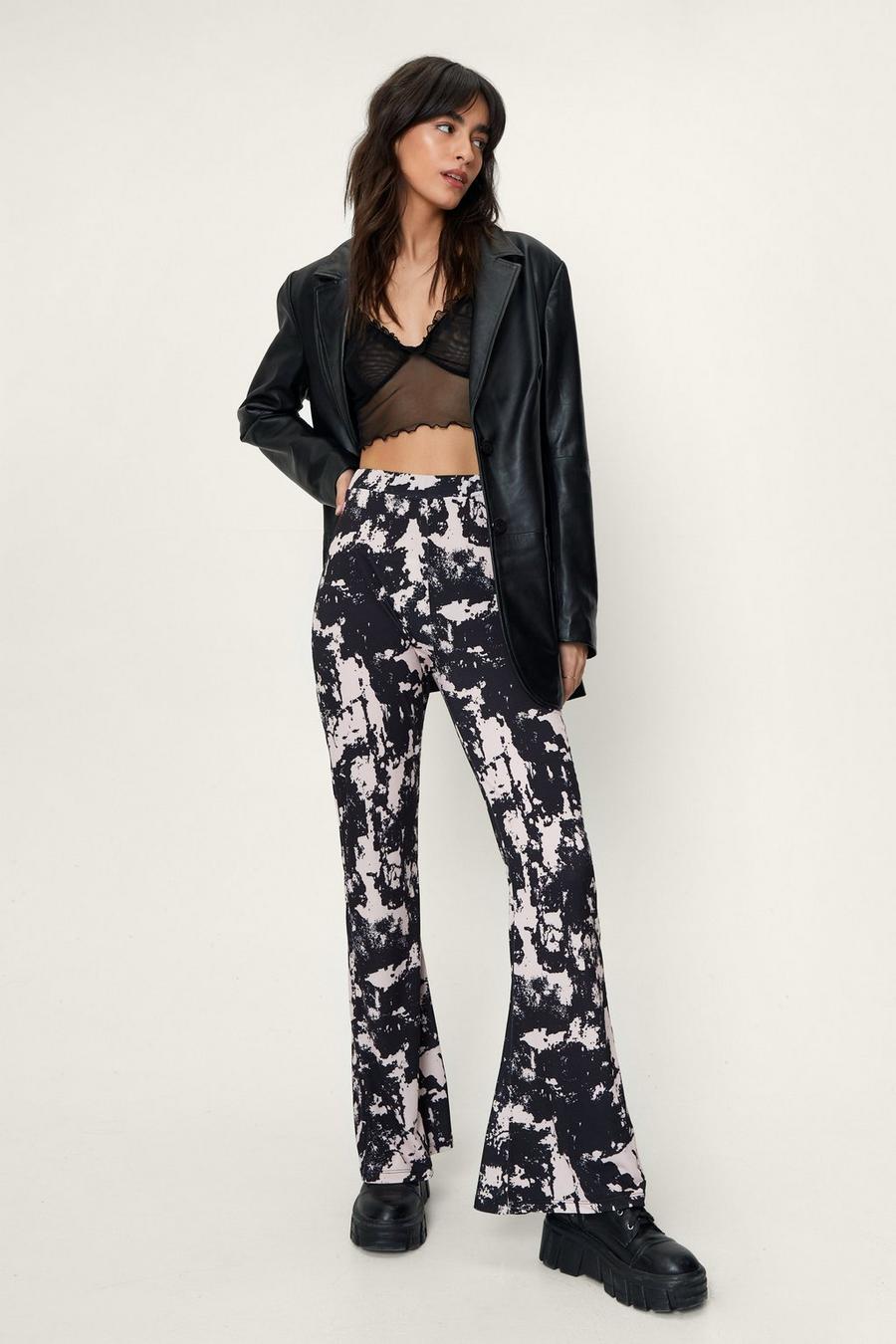 Tie Dye Print High Waisted Flared Trousers