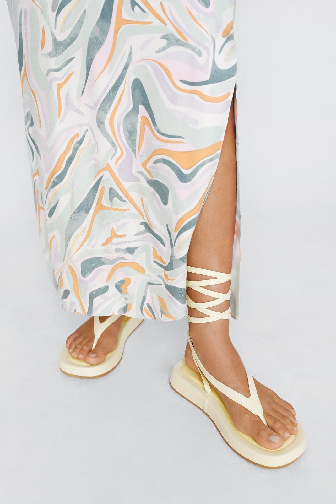 Lemon Faux Leather Strappy Sandals image number 1