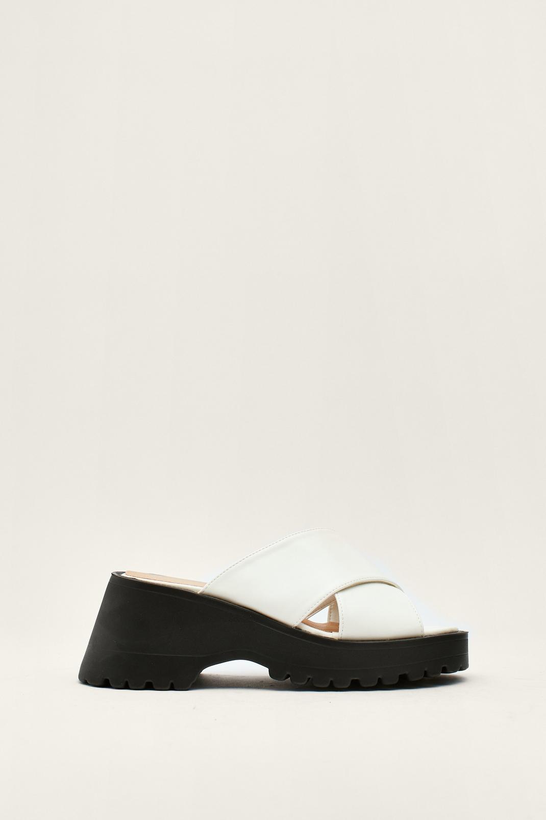 White Contrast Sole Faux Leather Sandals image number 1