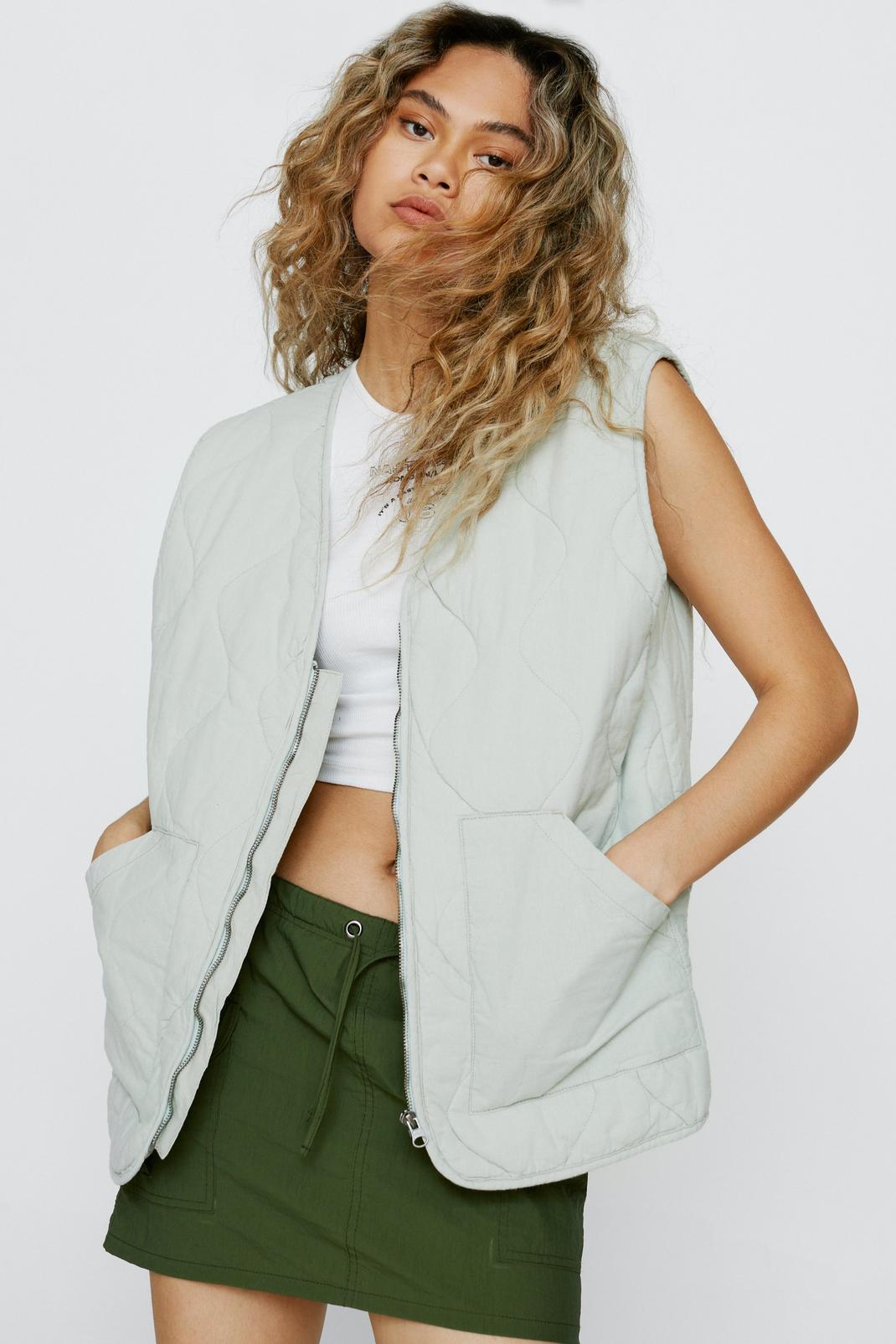 Sage Quilted Cotton Gilet image number 1