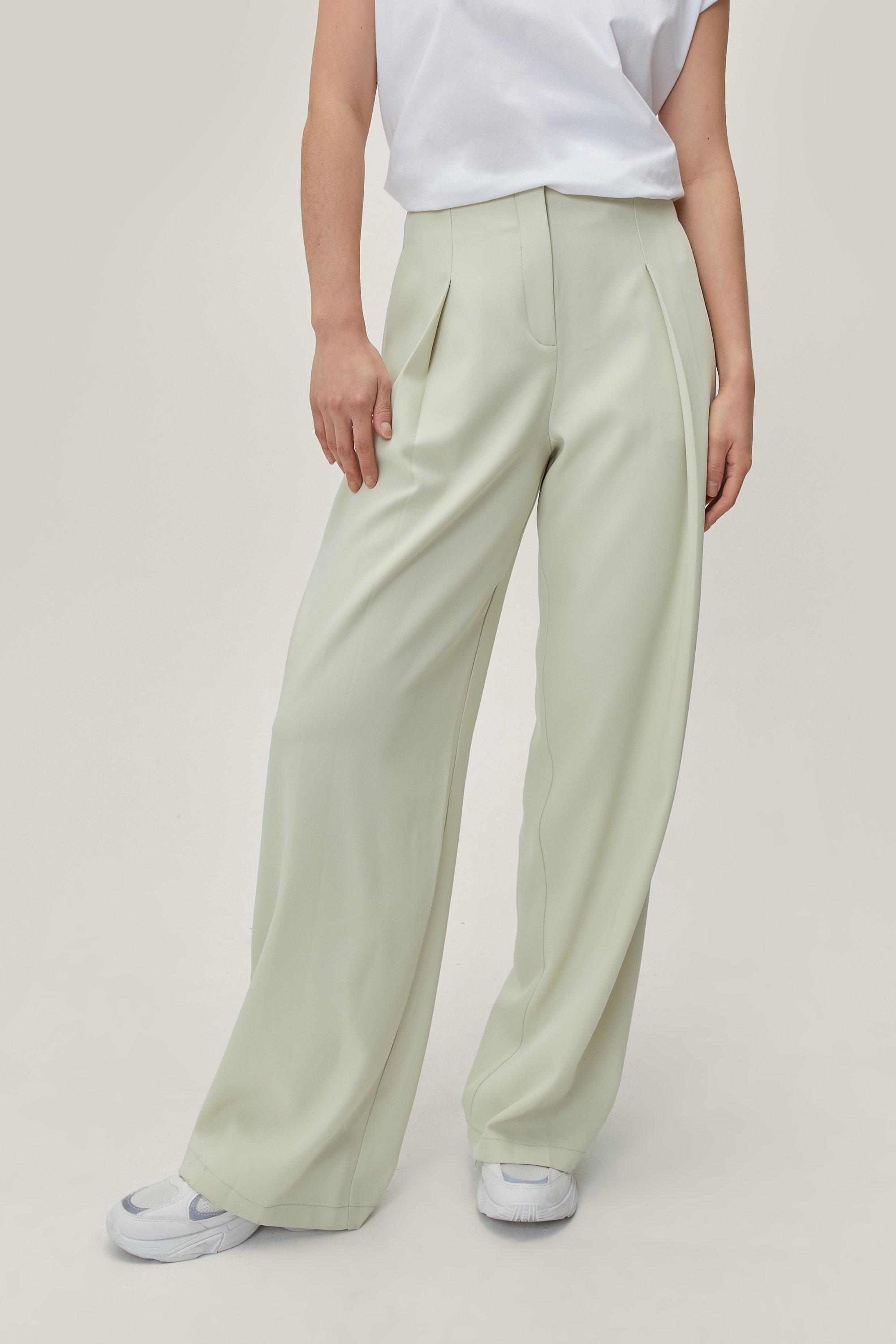 Pleated Wide Leg Trouser in White