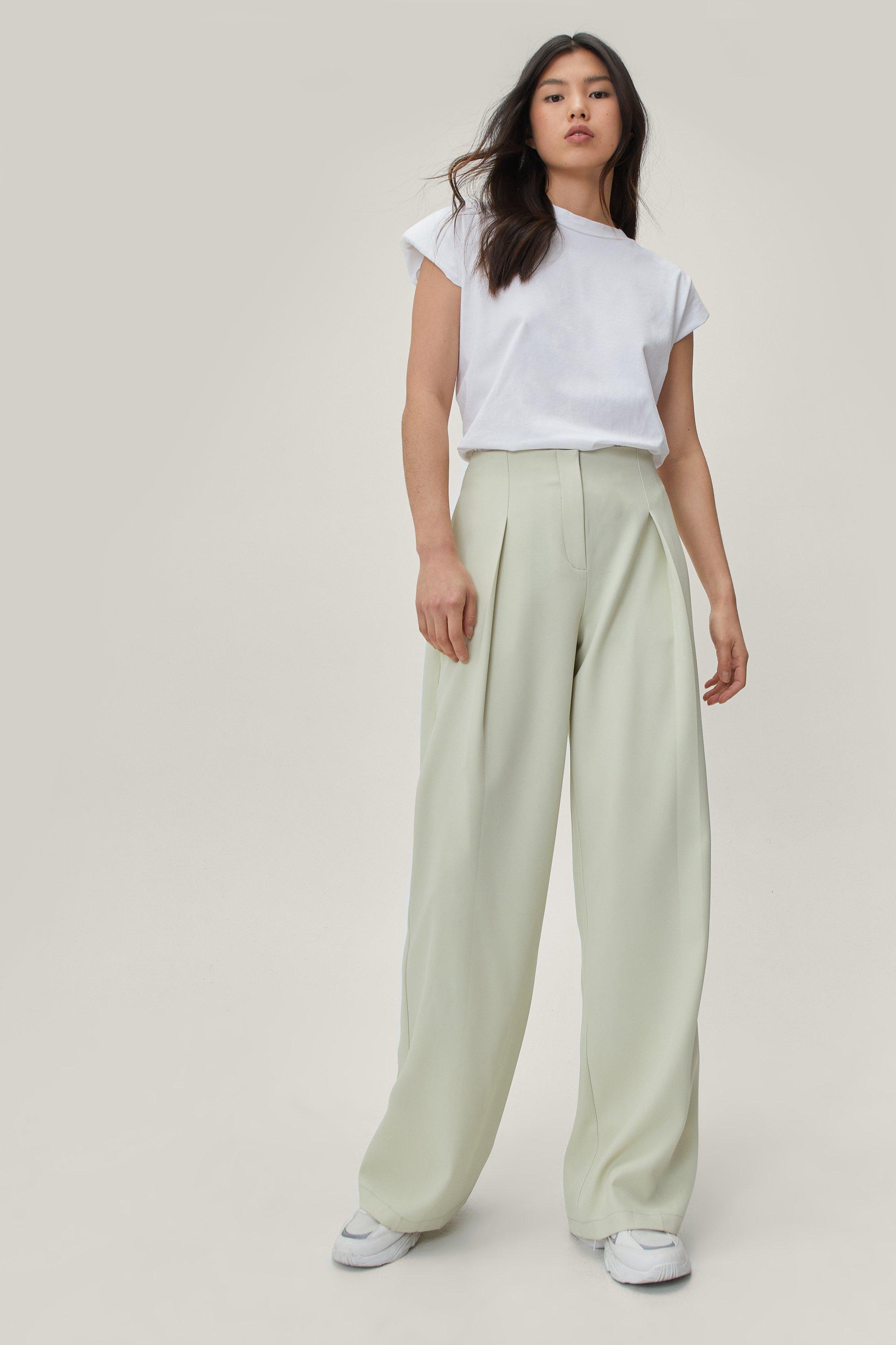 Pleated wide shop leg trousers