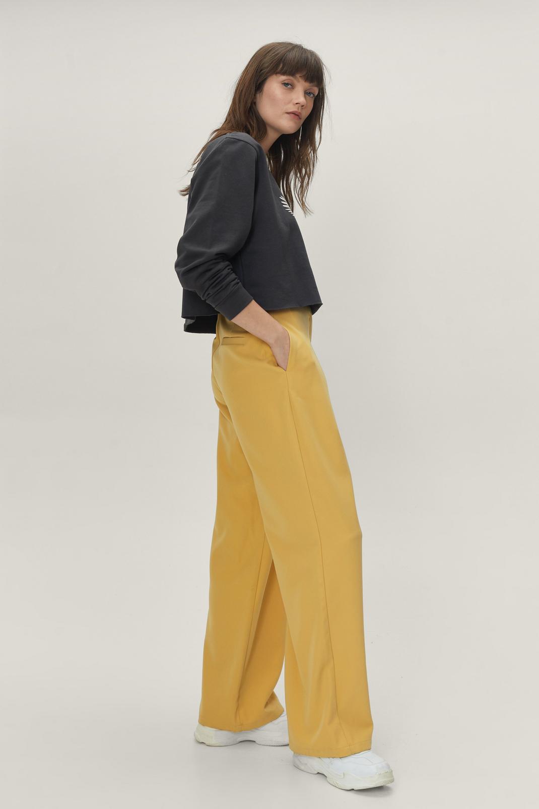 Ochre Pleat Front Super Wide Leg Trousers image number 1