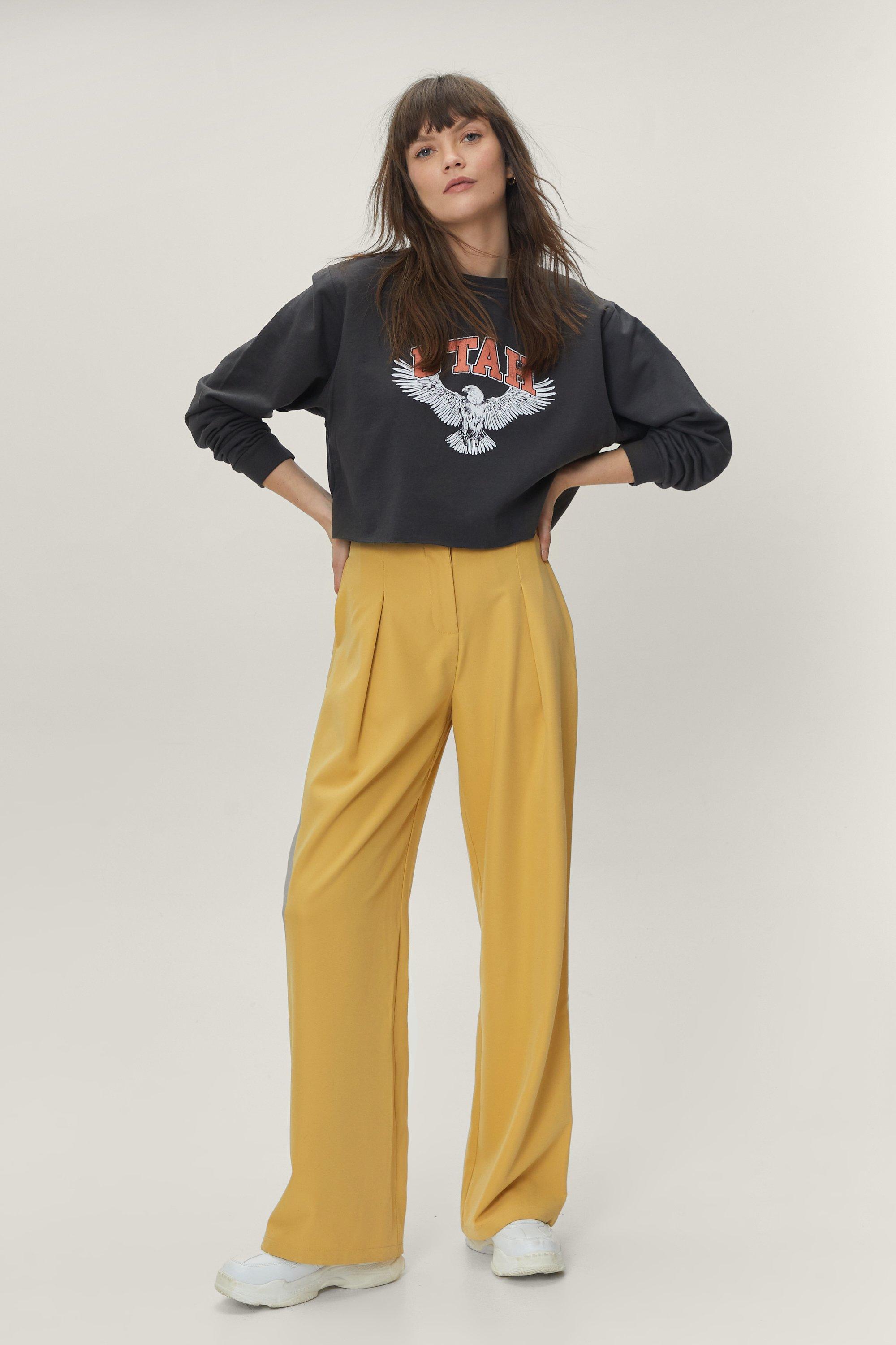 Ochre wide leg trousers sale