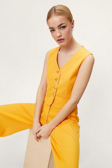 Orange Cropped Tailored Single Breasted Vest