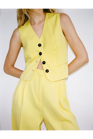 Tailored Cropped Single Breasted Suit Vest yellow