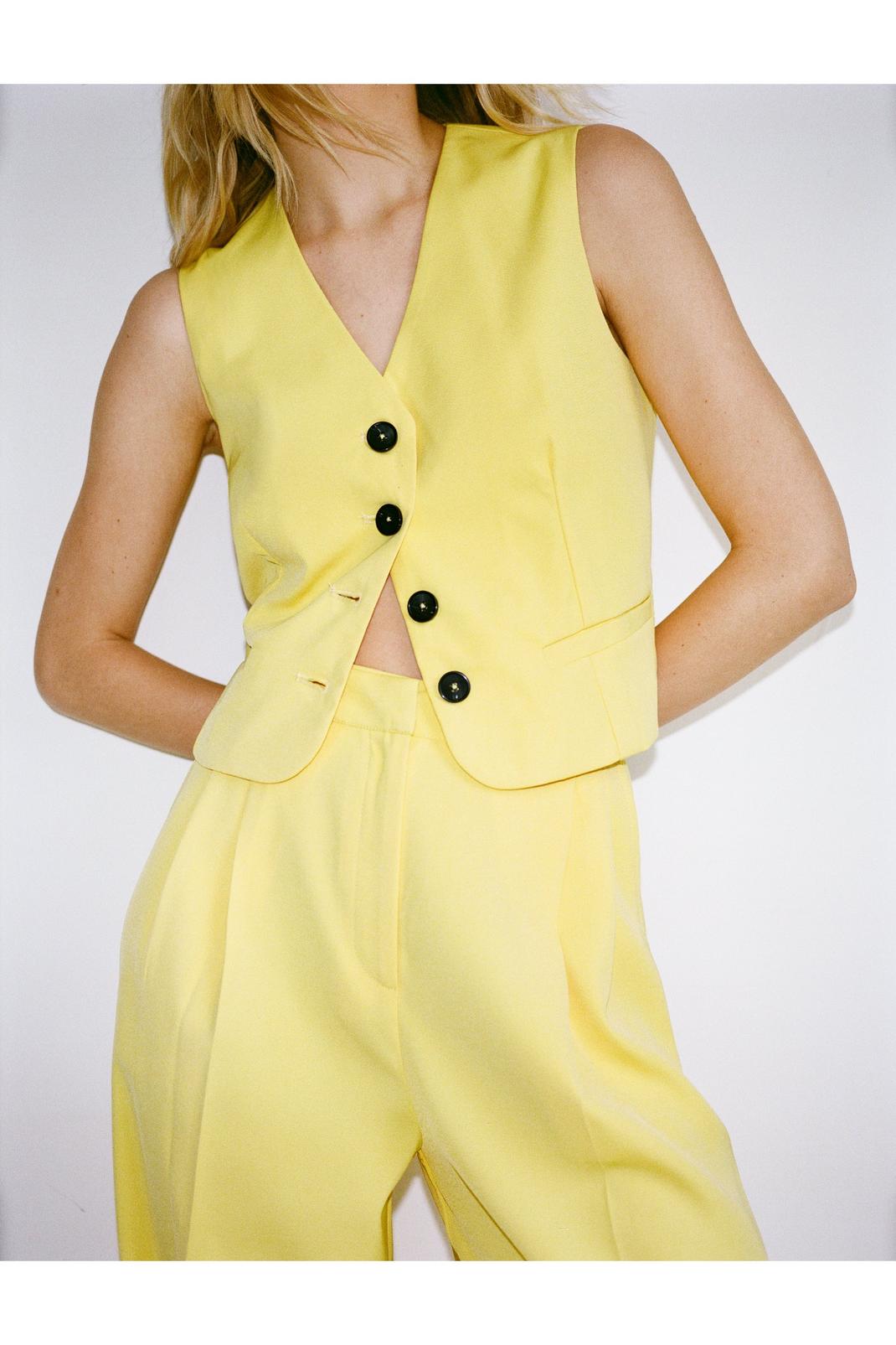 Yellow Tailored Cropped Single Breasted Waistcoat image number 1
