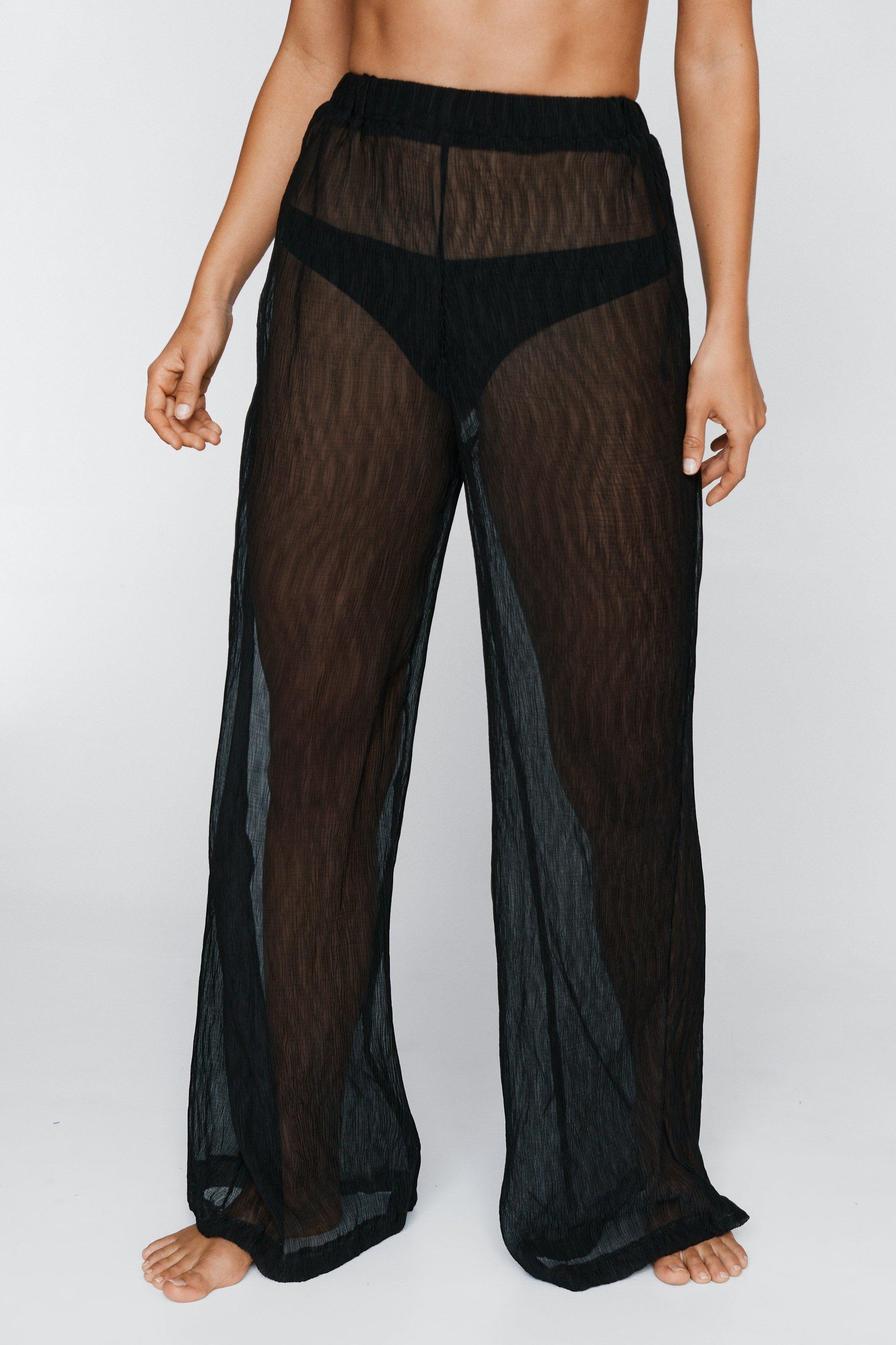 Mesh wide cheap leg trousers