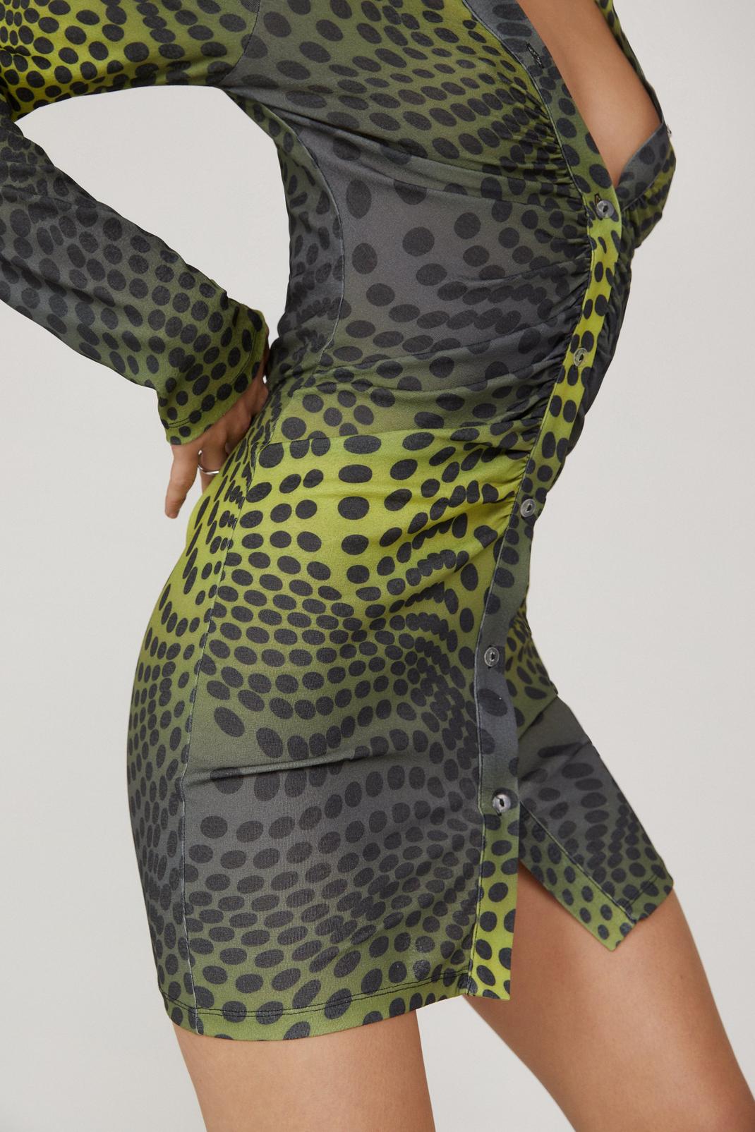 Green Abstract Spot Print Mini Dress image number 1