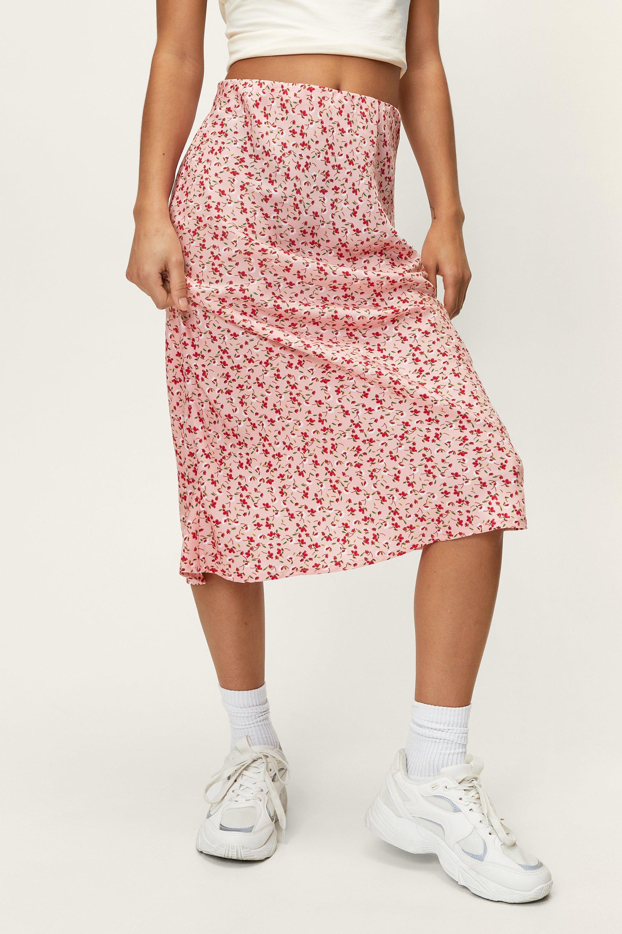 Nasty gal pink midi skirt sale