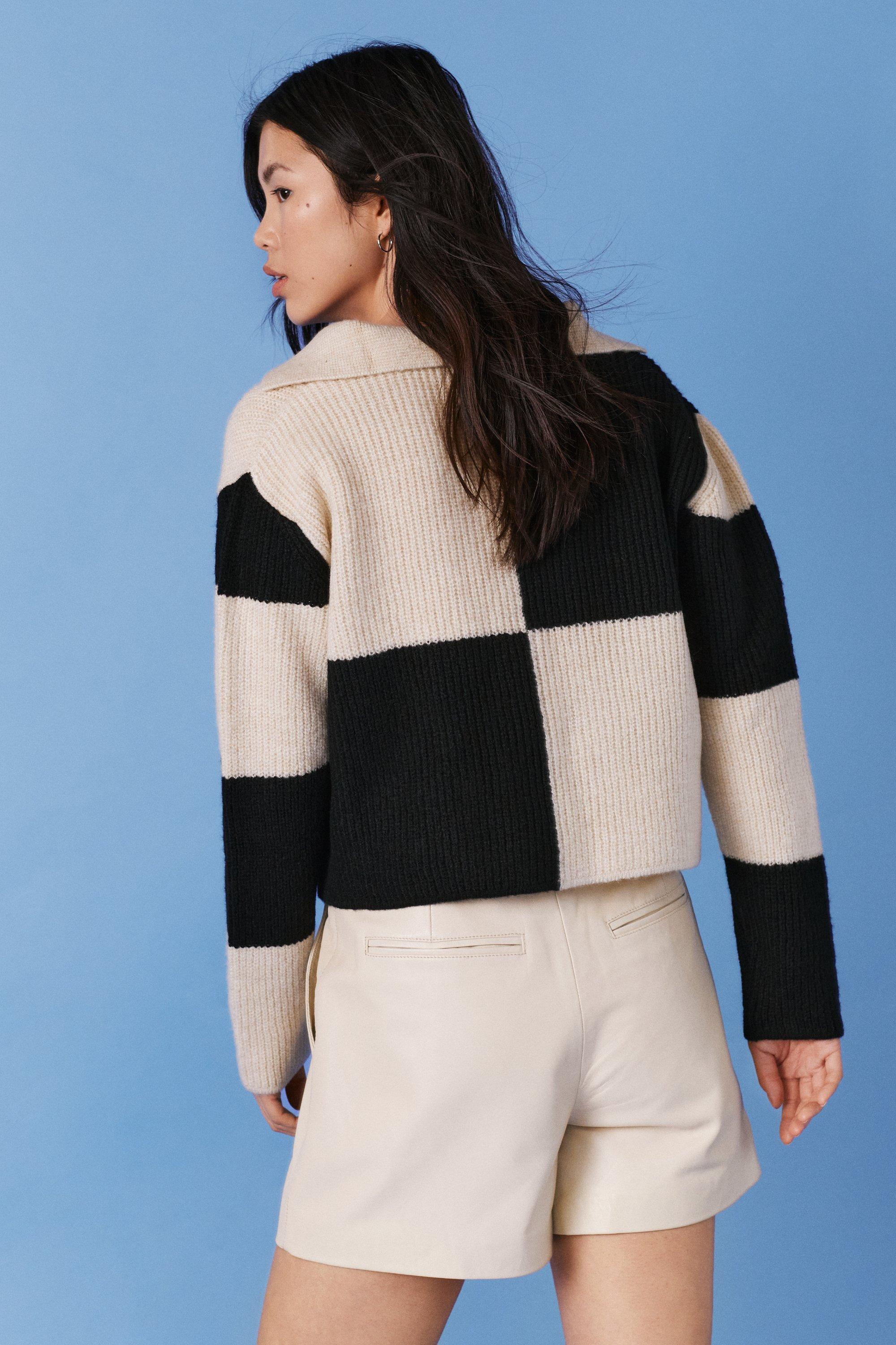 Color block crop clearance sweater