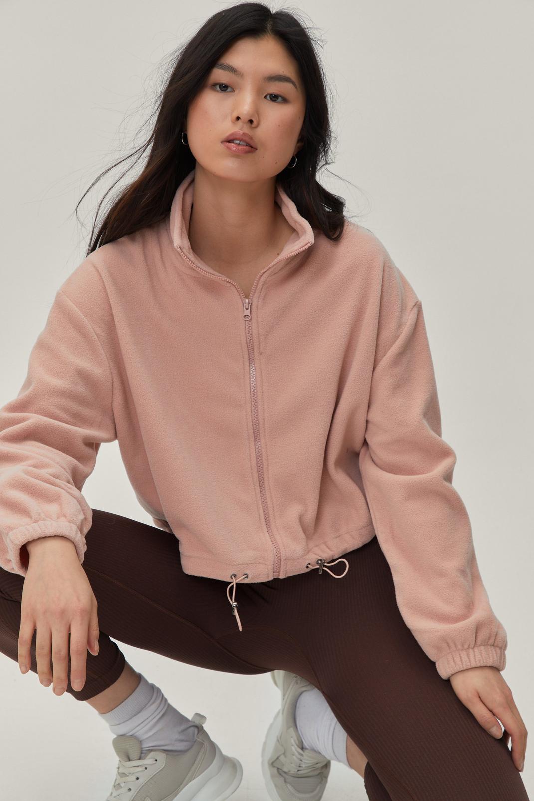 Pale pink Funnel Neck Zip Through Sweater image number 1