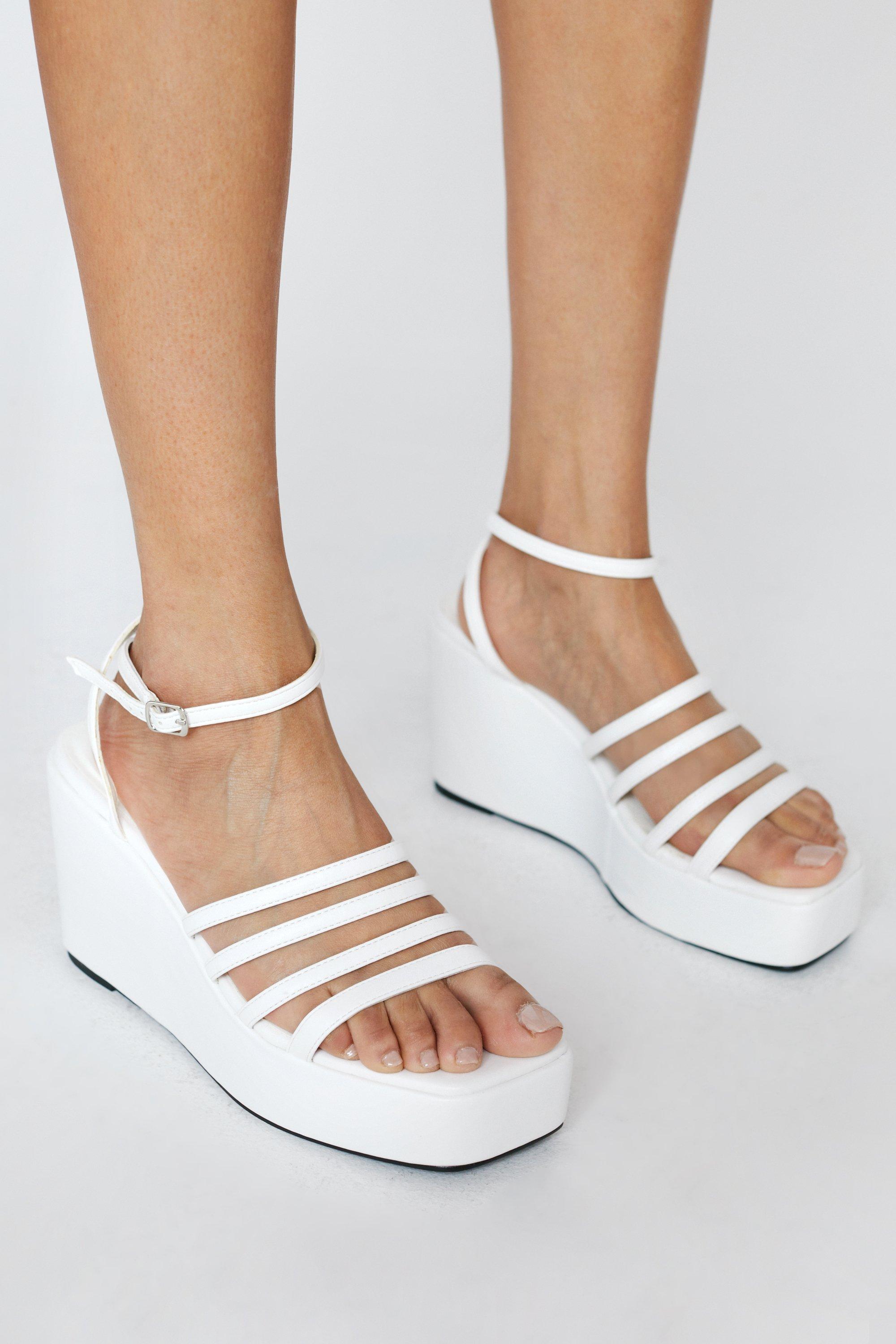 Nasty gal store white platform sandals