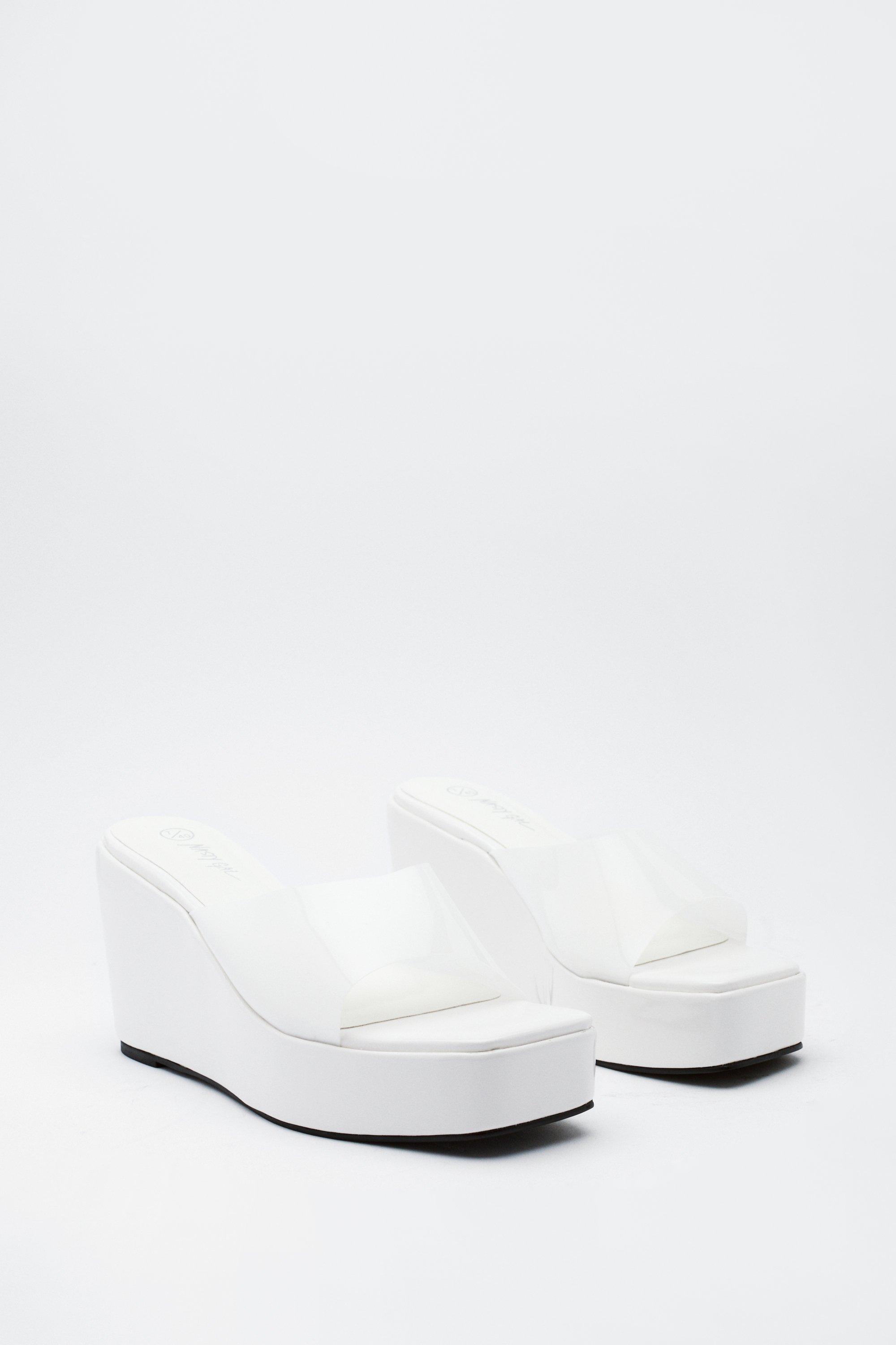 White on sale platform wedges